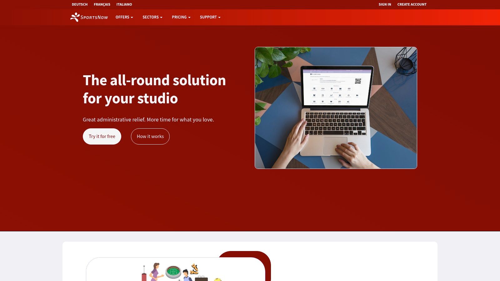 Die Benutzeroberfläche von SportsNow zeigt eine Übersicht verschiedener Jumping Fitness Kurse