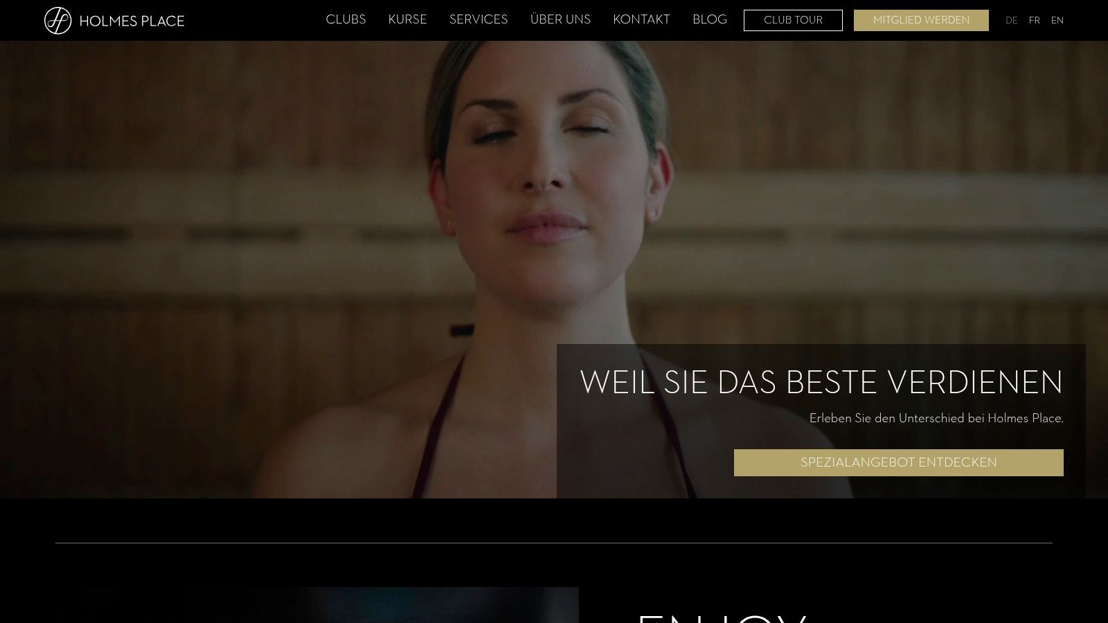 Ein moderner Wellness- und Spa-Bereich in einem Holmes Place Club, der die Premium-Ausrichtung symbolisiert.