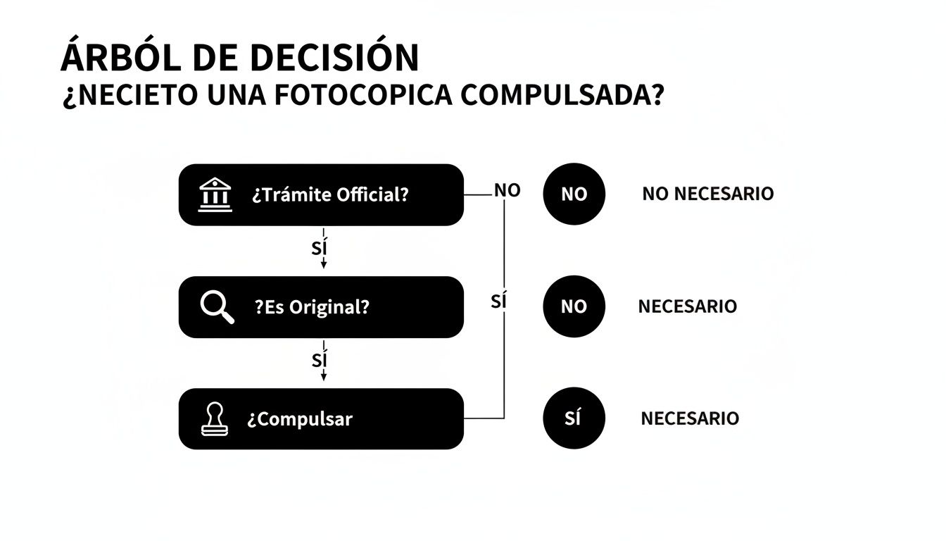 Guía de la fotocopia compulsada dni para trámites estudiantiles 1 Diagrama de flujo que explica cuándo es necesaria una fotocopia compulsada para trámites oficiales.