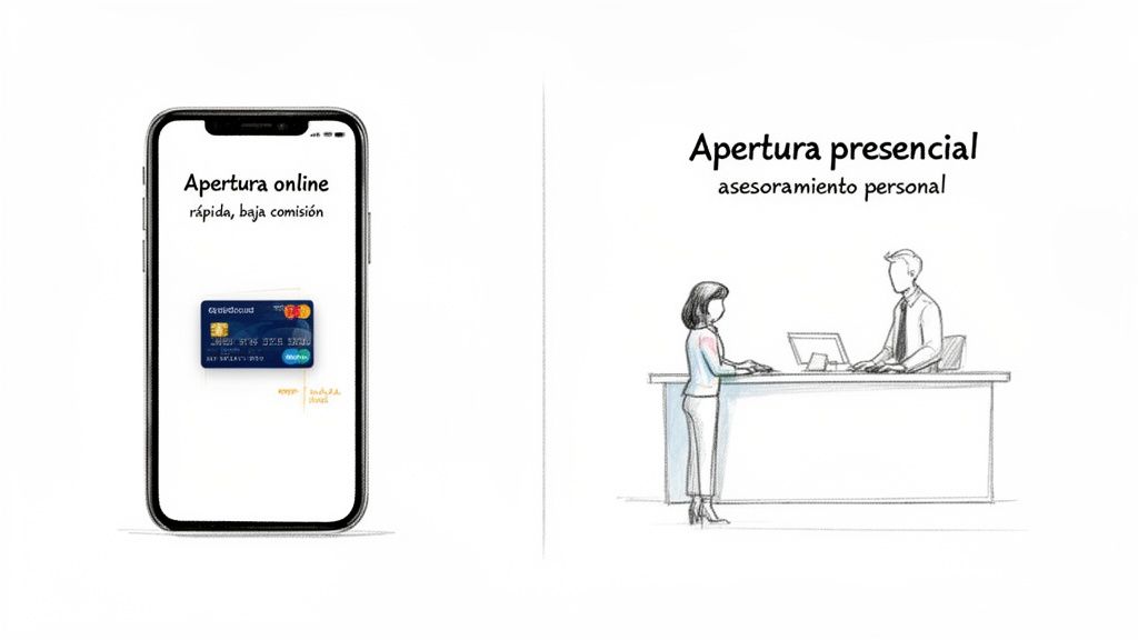 Abrir cuenta bancaria en españa: guía para extranjeros 3 Comparativa de apertura de cuenta bancaria: online rápida con baja comisión y presencial con asesoramiento personal.