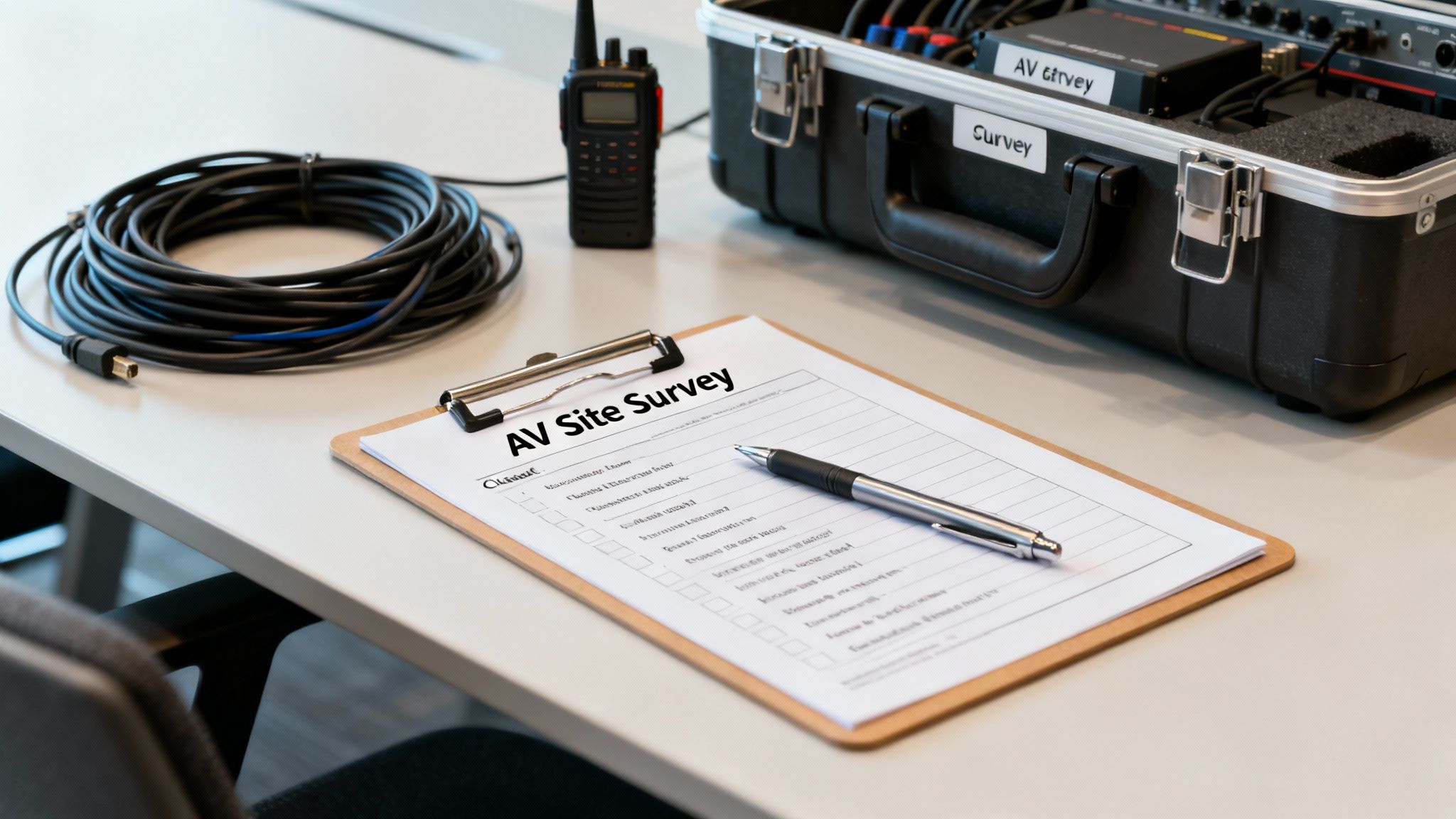 AV technicians setting up cables