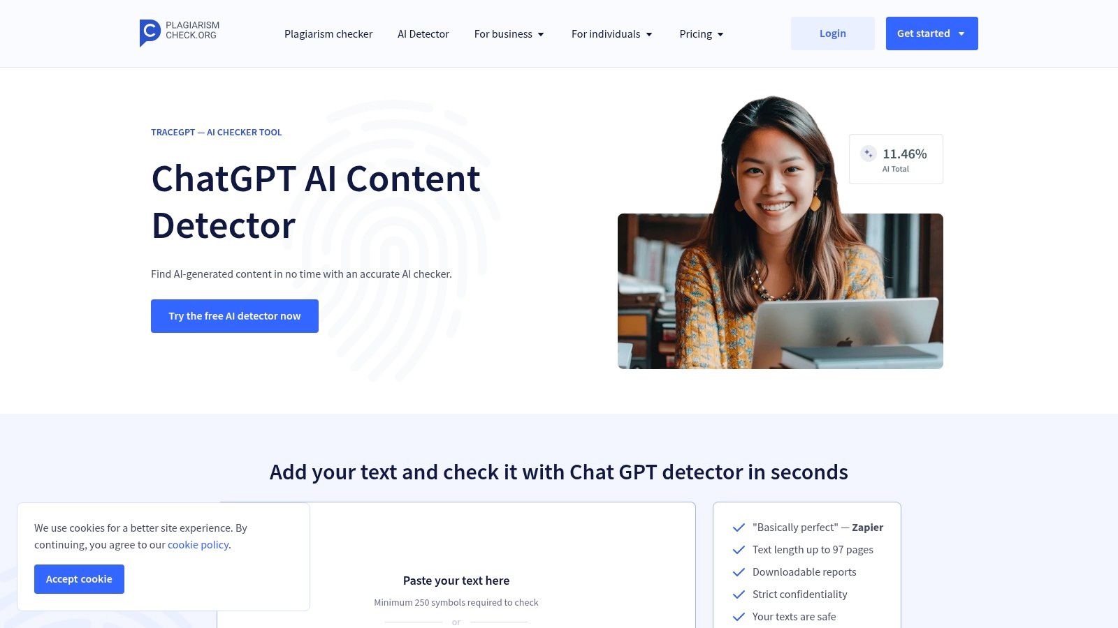 PlagiarismCheck.org (TraceGPT AI Detector)