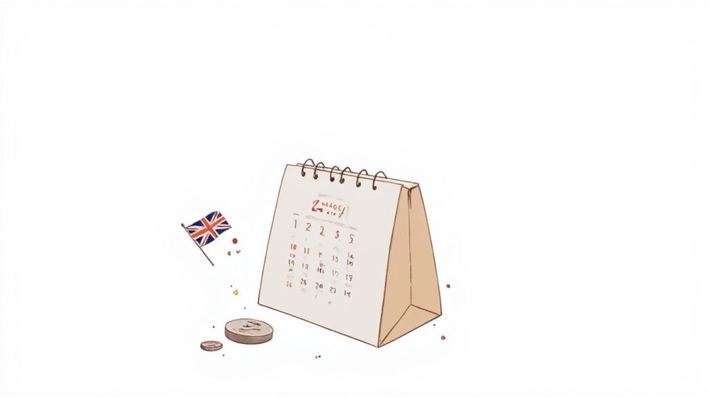 A person marking dates on a calendar to plan their holiday leave