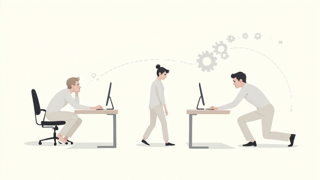 A single empty chair in a modern office, symbolising an absent employee