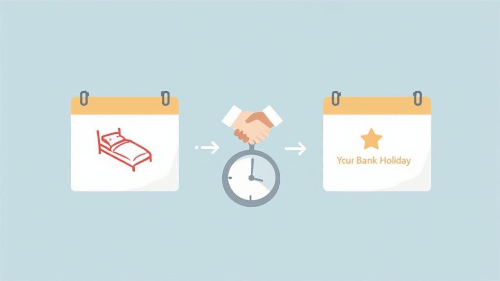 A person looking at a wall calendar planning their holidays