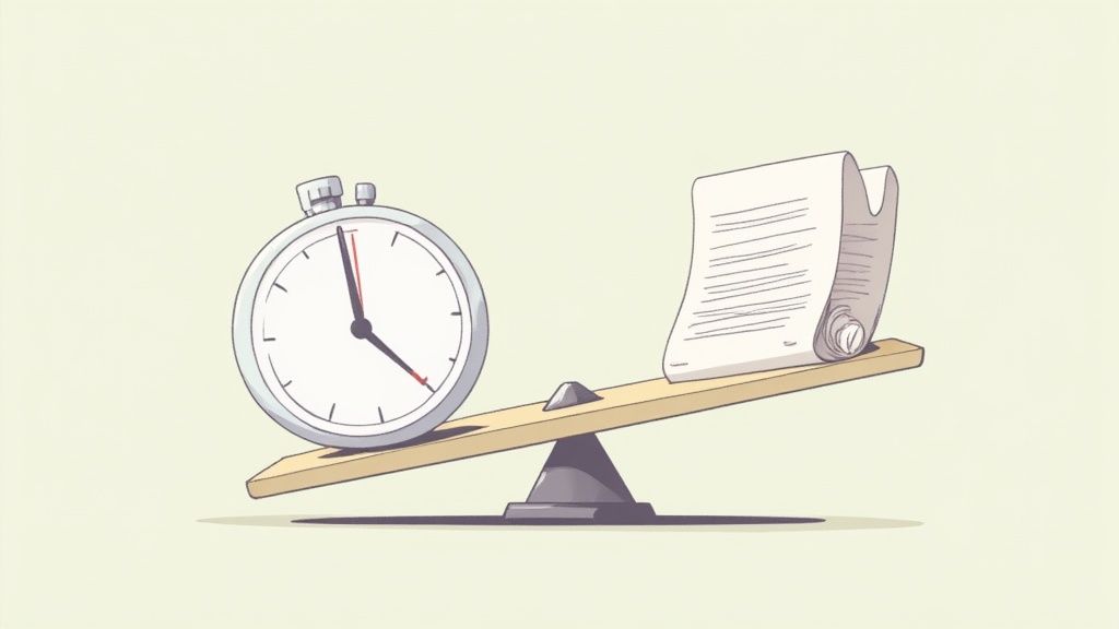 A person at a desk carefully reviewing a checklist on a clipboard.