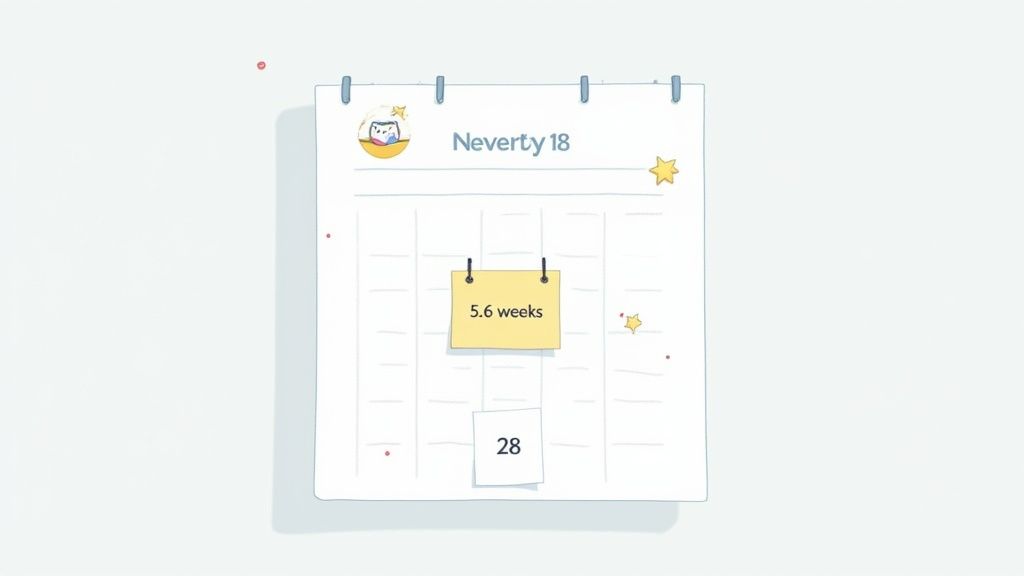 A person sitting at a desk with a laptop, looking at a calendar and making notes, representing holiday planning.