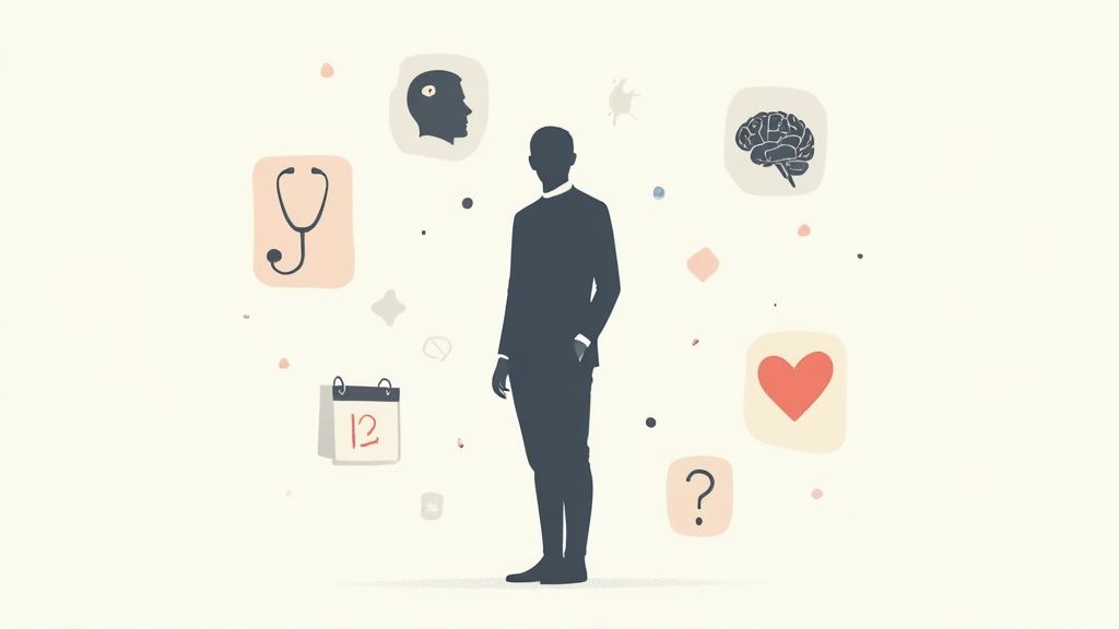 A person looking thoughtful while sitting at a desk with plants.