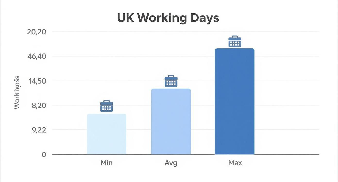 Infographic about how many working days in a month