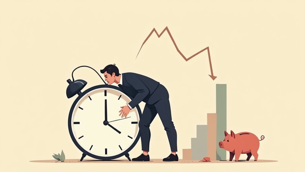 Team members looking tired and stressed in an office meeting