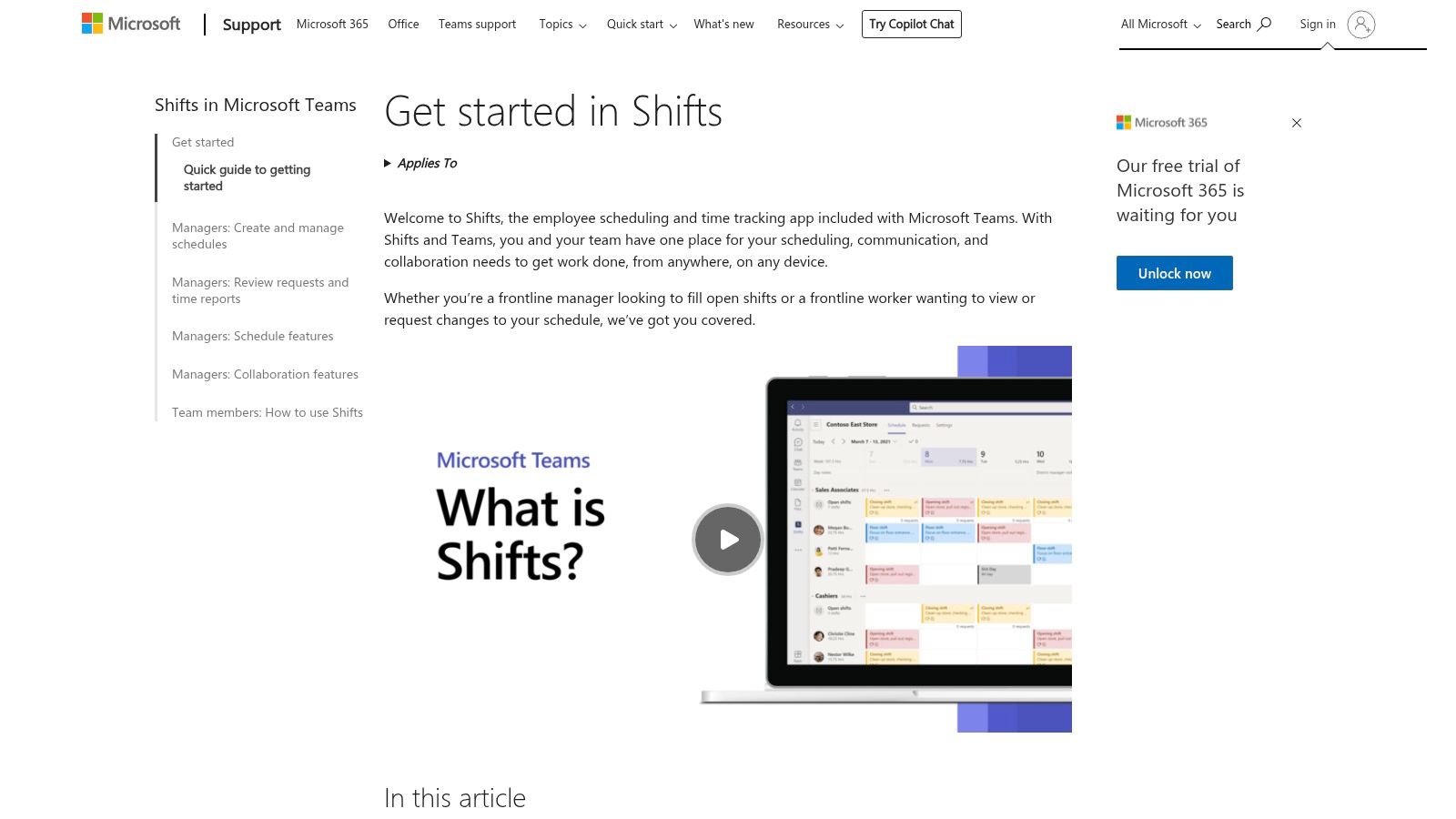 Microsoft Shifts in Teams