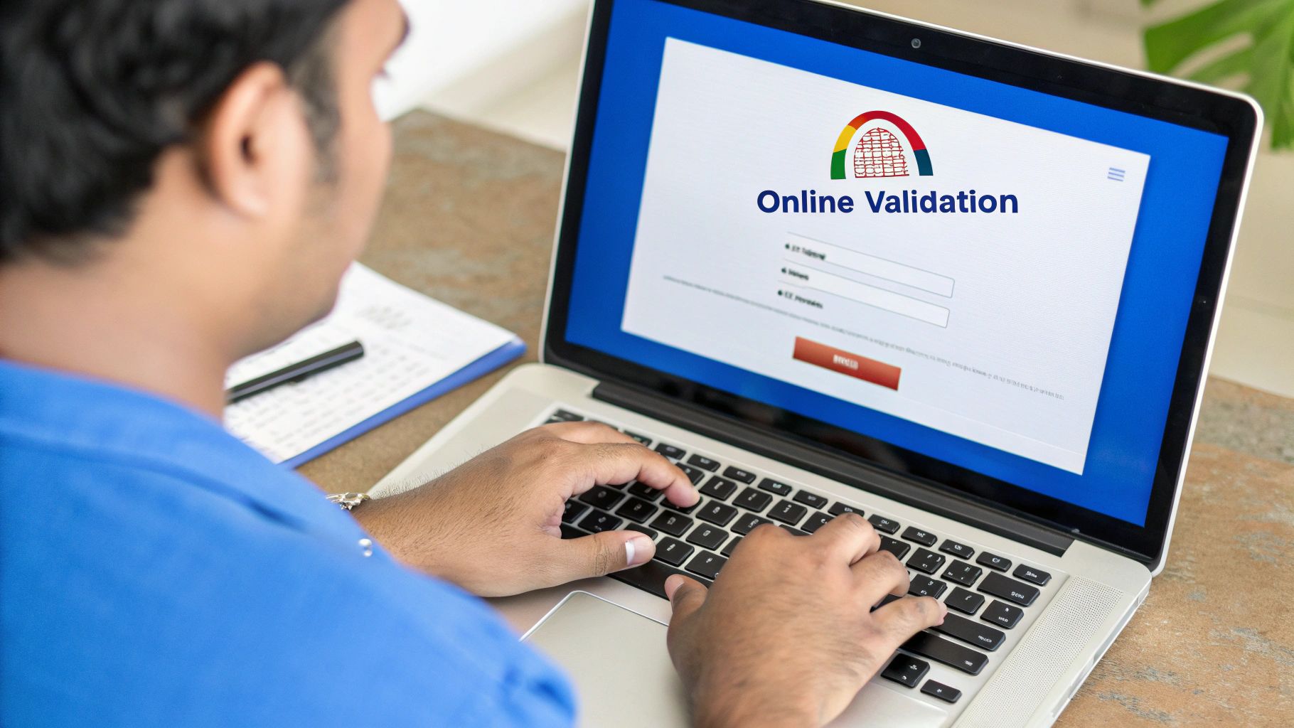 Illustration of a magnifying glass over a digital ID card, symbolizing the deconstruction and validation of an Aadhaar number.