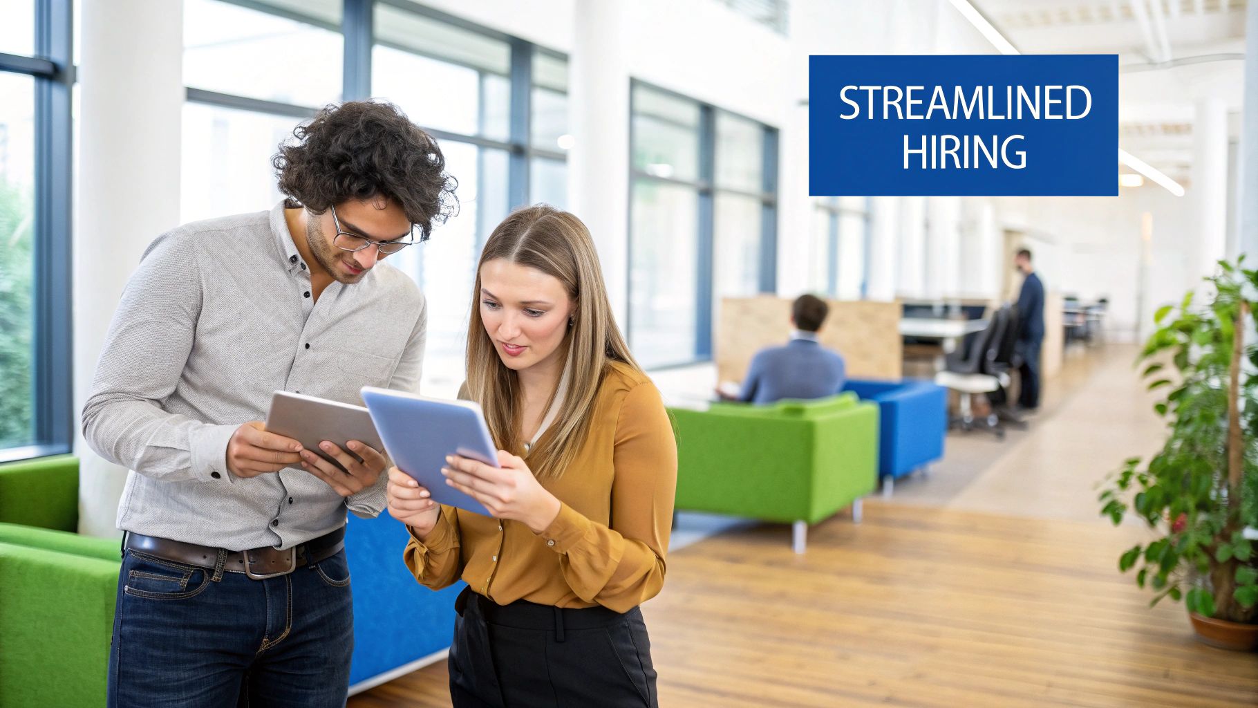 A visual representation of HR automation components, showing interconnected systems for recruitment, payroll, and employee management.