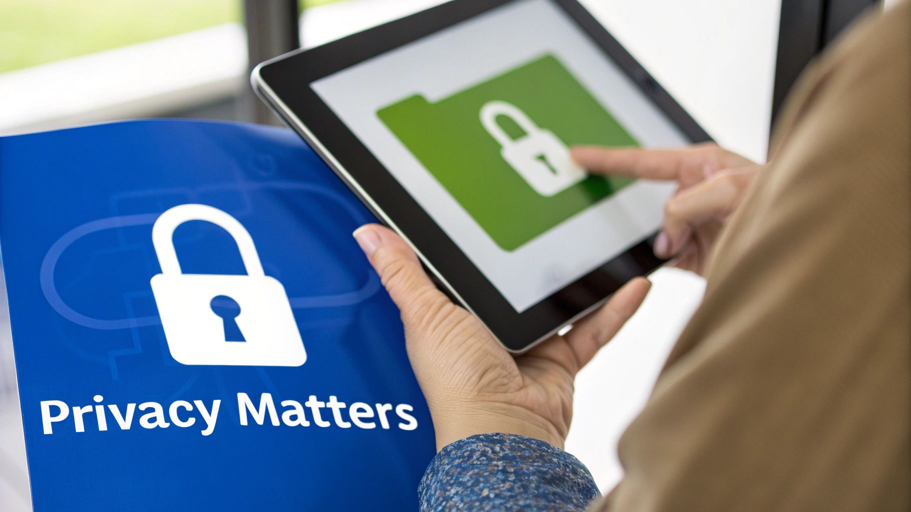 An image showing a person interacting with a futuristic digital interface, representing smart technology in background verification.