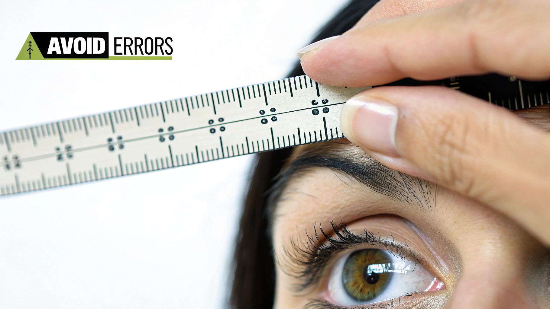 A person looking frustrated while trying to measure something, representing common mistakes in pupillary distance measurement.