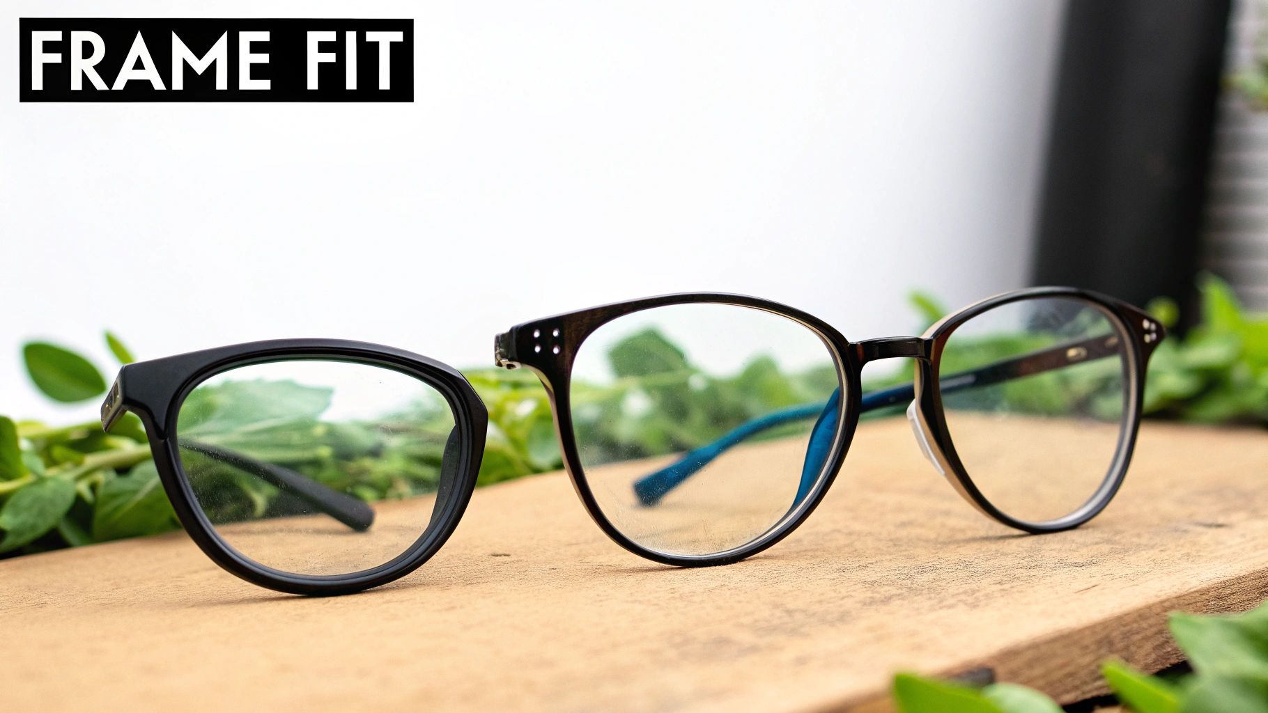 Person trying on different glasses frames in a store