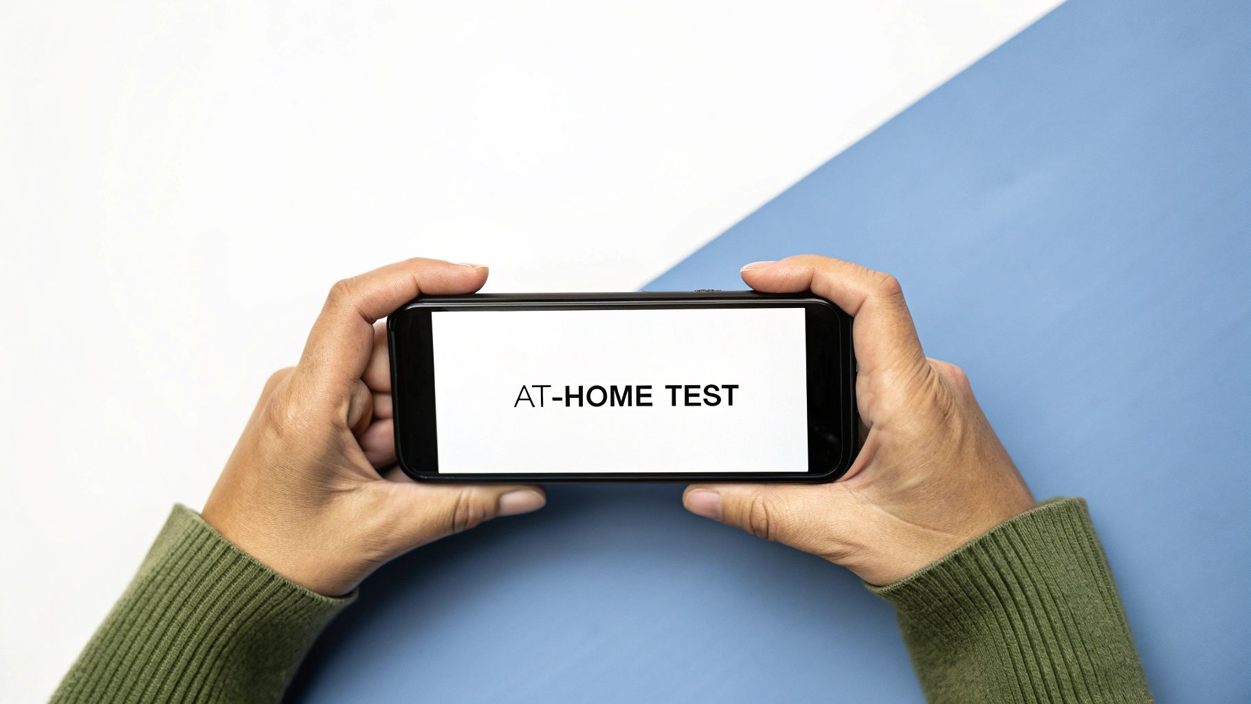 A woman performing a simple at-home vision check by looking out a window.
