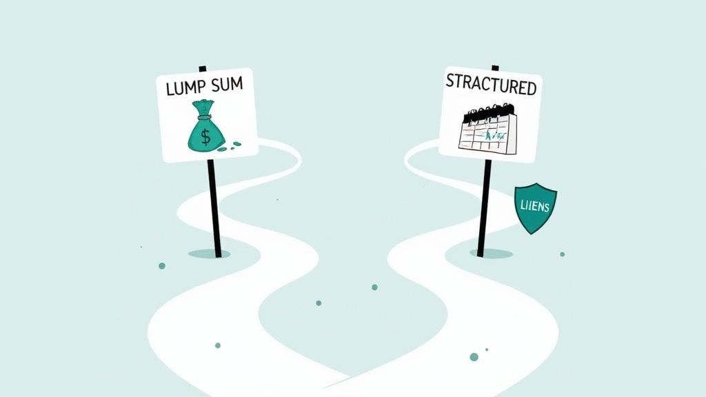 A person signing legal documents at a desk