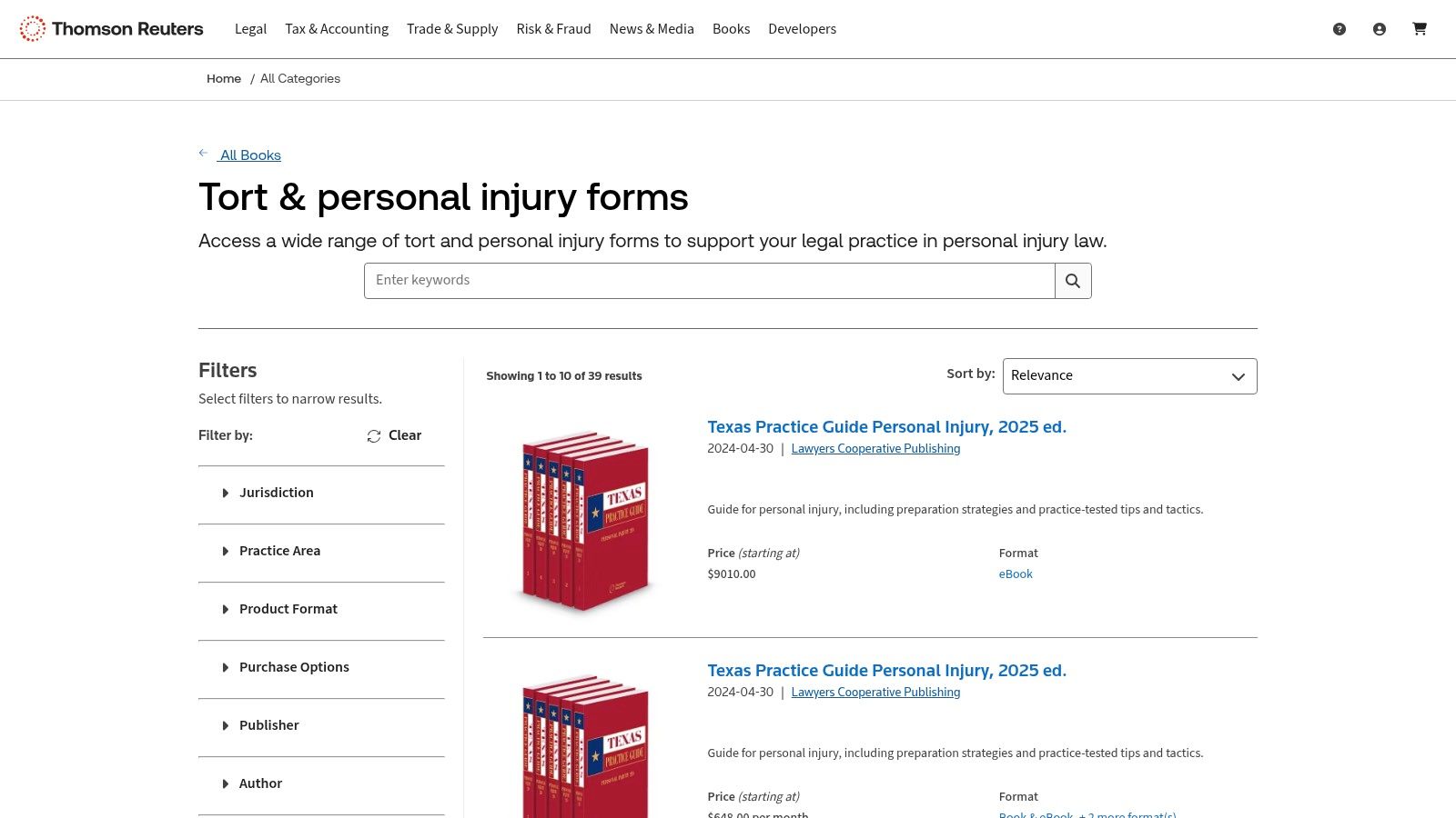 Thomson Reuters Practical Law (Tort & Personal Injury Forms)