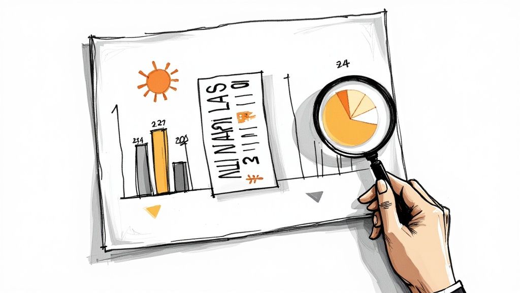 A person analyzes charts and graphs on a computer screen, representing salary data research.
