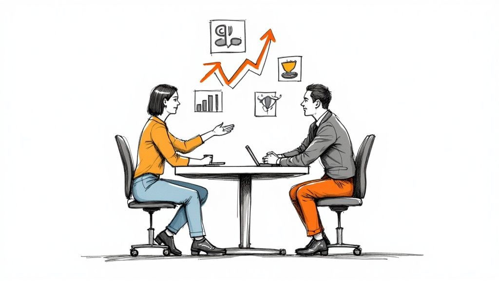 A split image showing a handshake on one side and a list of employee benefits on the other, symbolizing a complete package.
