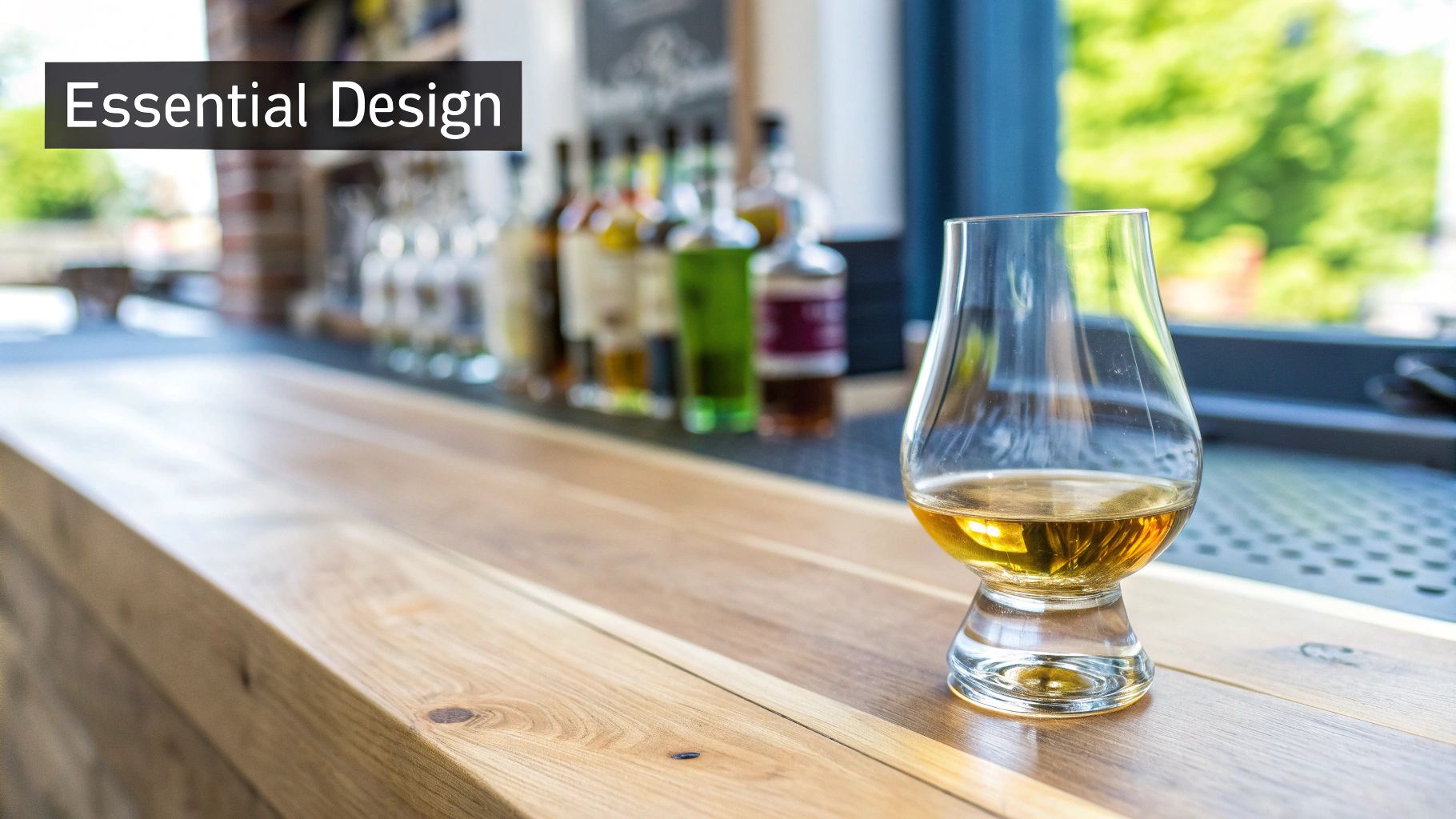 A Glencairn whiskey glass filled with amber liquid, presented as a sophisticated gift.
