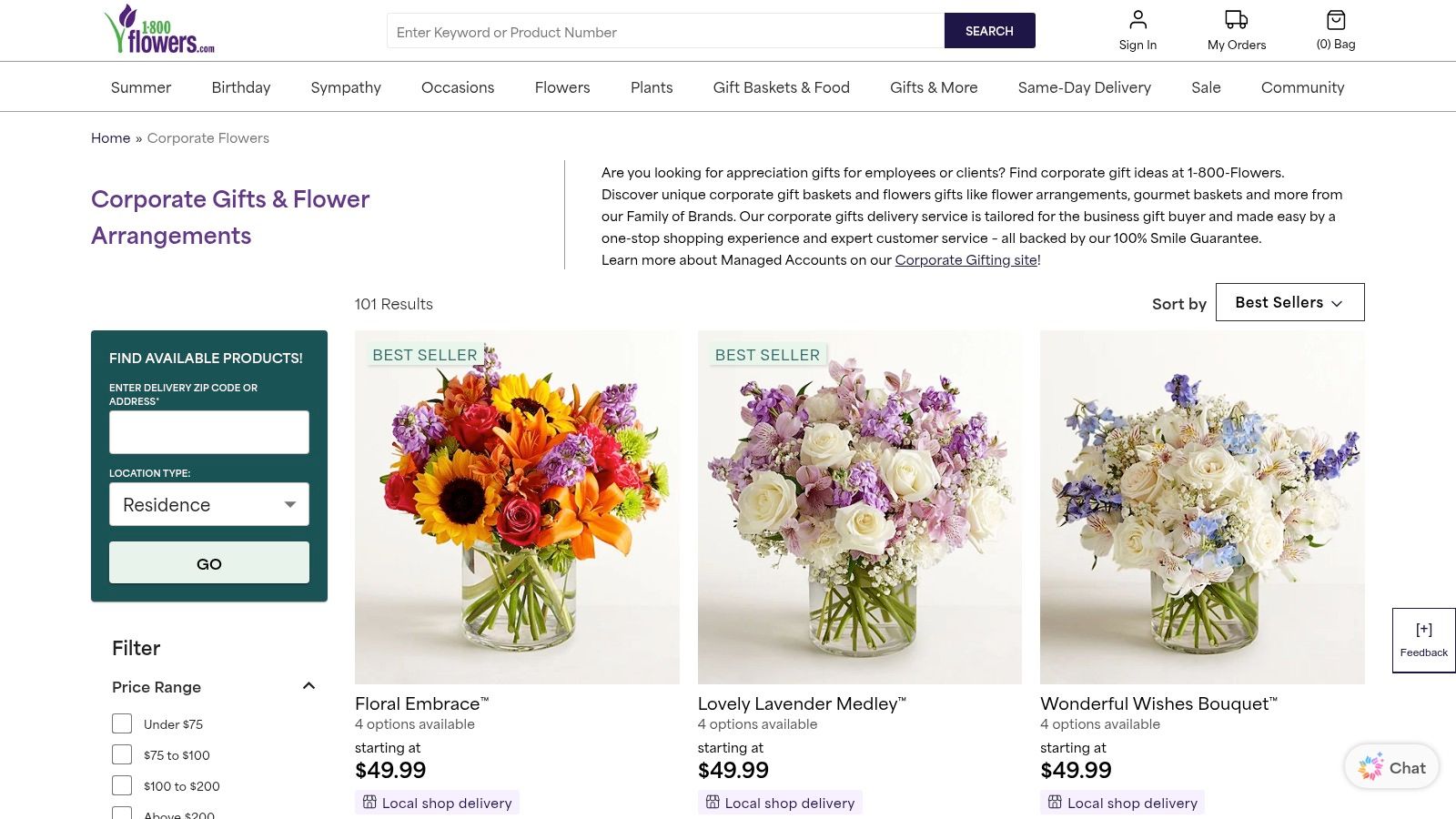 1-800-Flowers – Corporate Gifts (and SmartGift for Business)