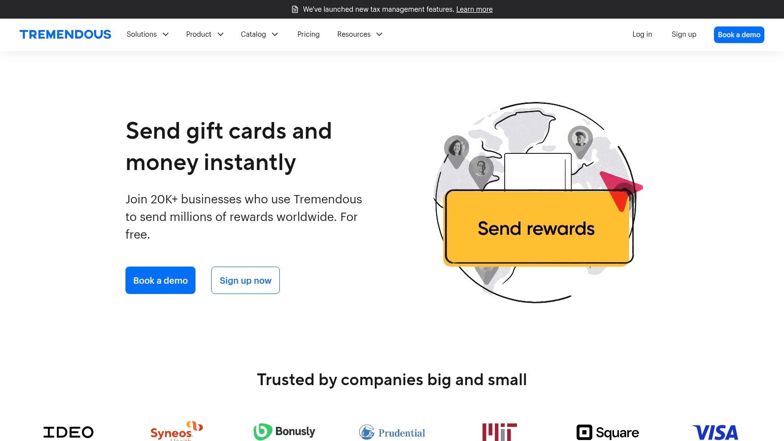 A user on the Tremendous platform customizing a digital reward campaign, showing options for branding and reward selection.
