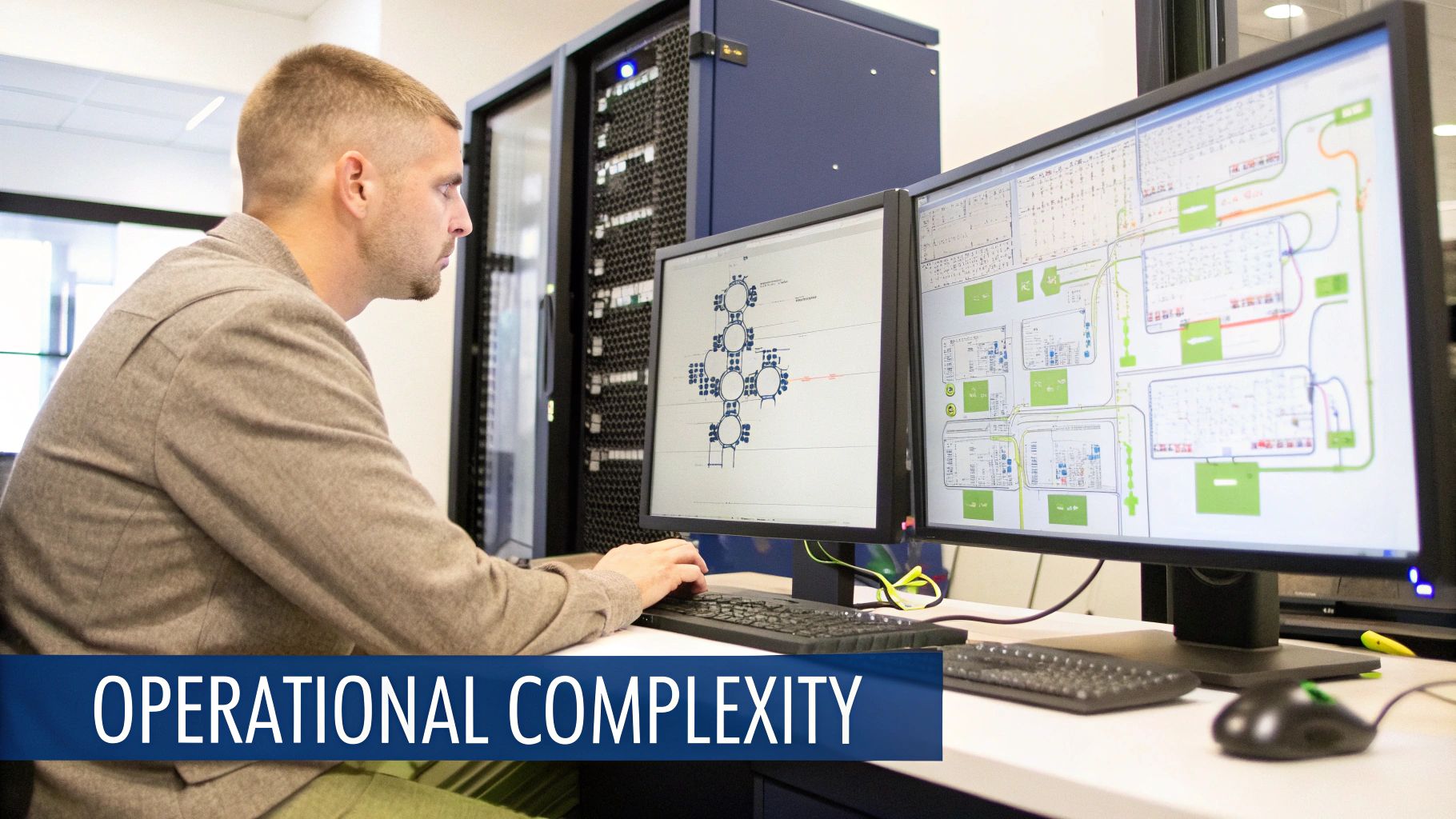 Engineers collaborating in a modern data center, illustrating cloud infrastructure management.