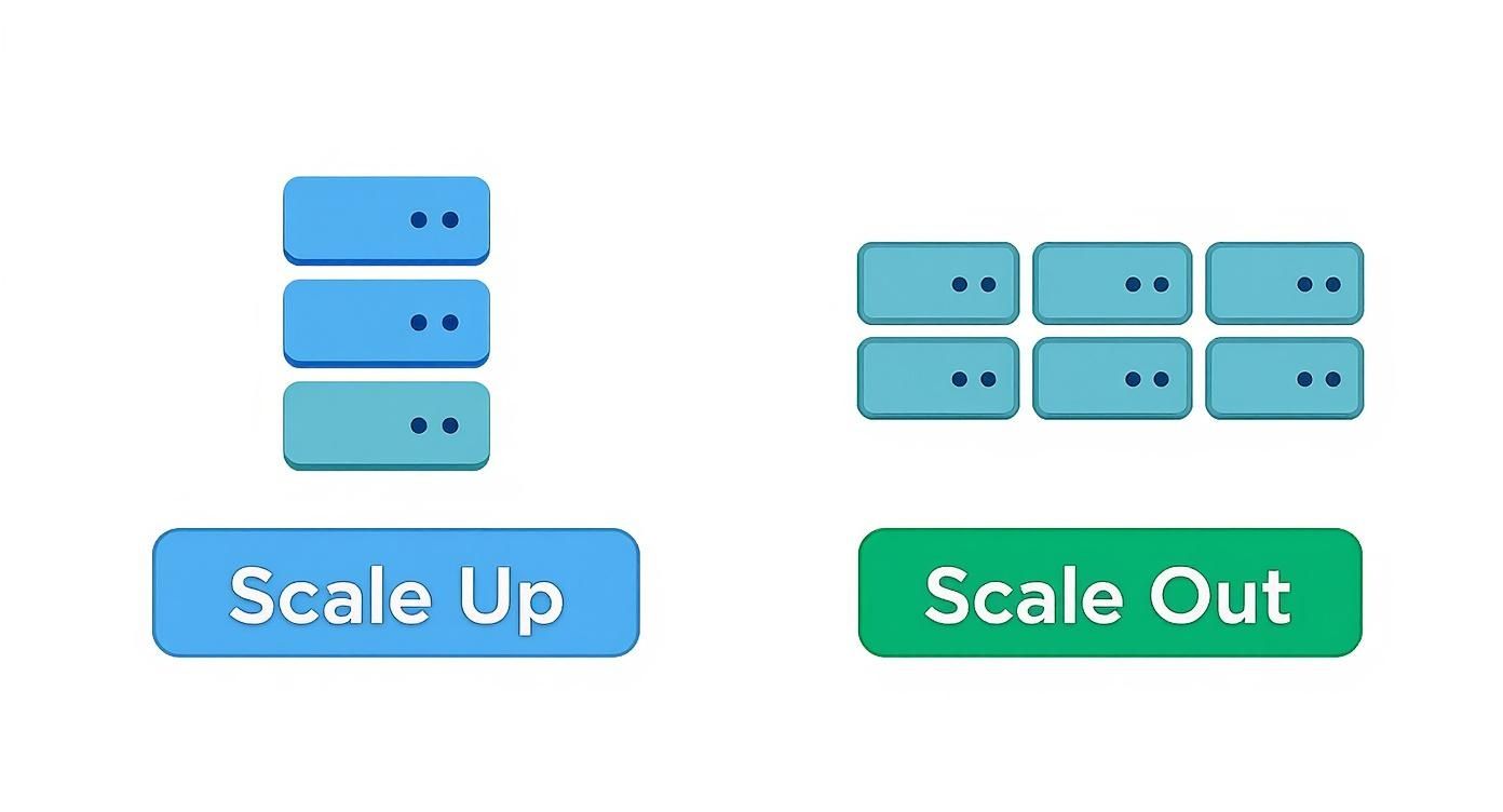Infographic about horizontal vs vertical scaling