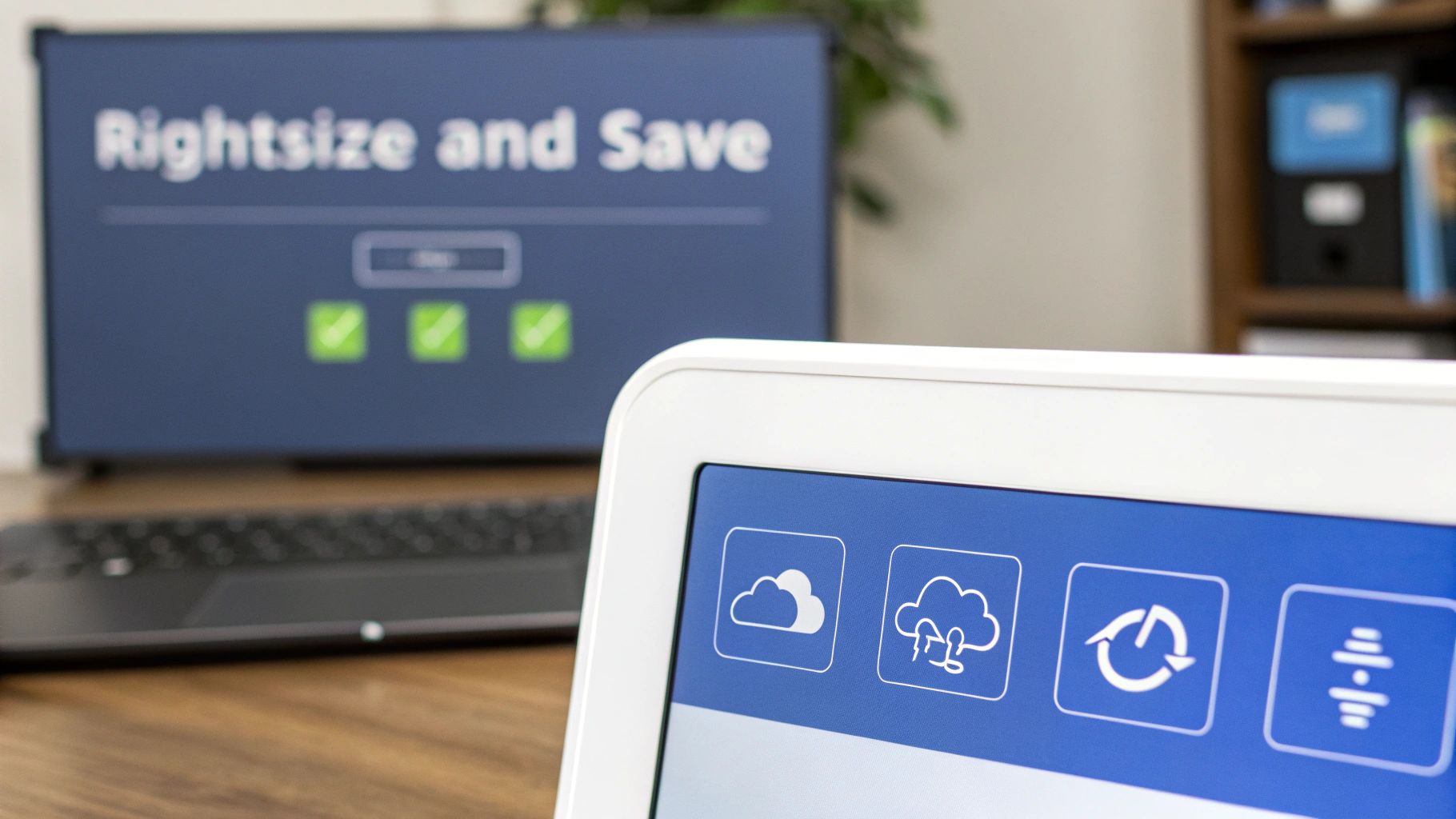 A person at a desk analyzing charts and graphs on a computer screen, representing cloud cost optimization strategies.