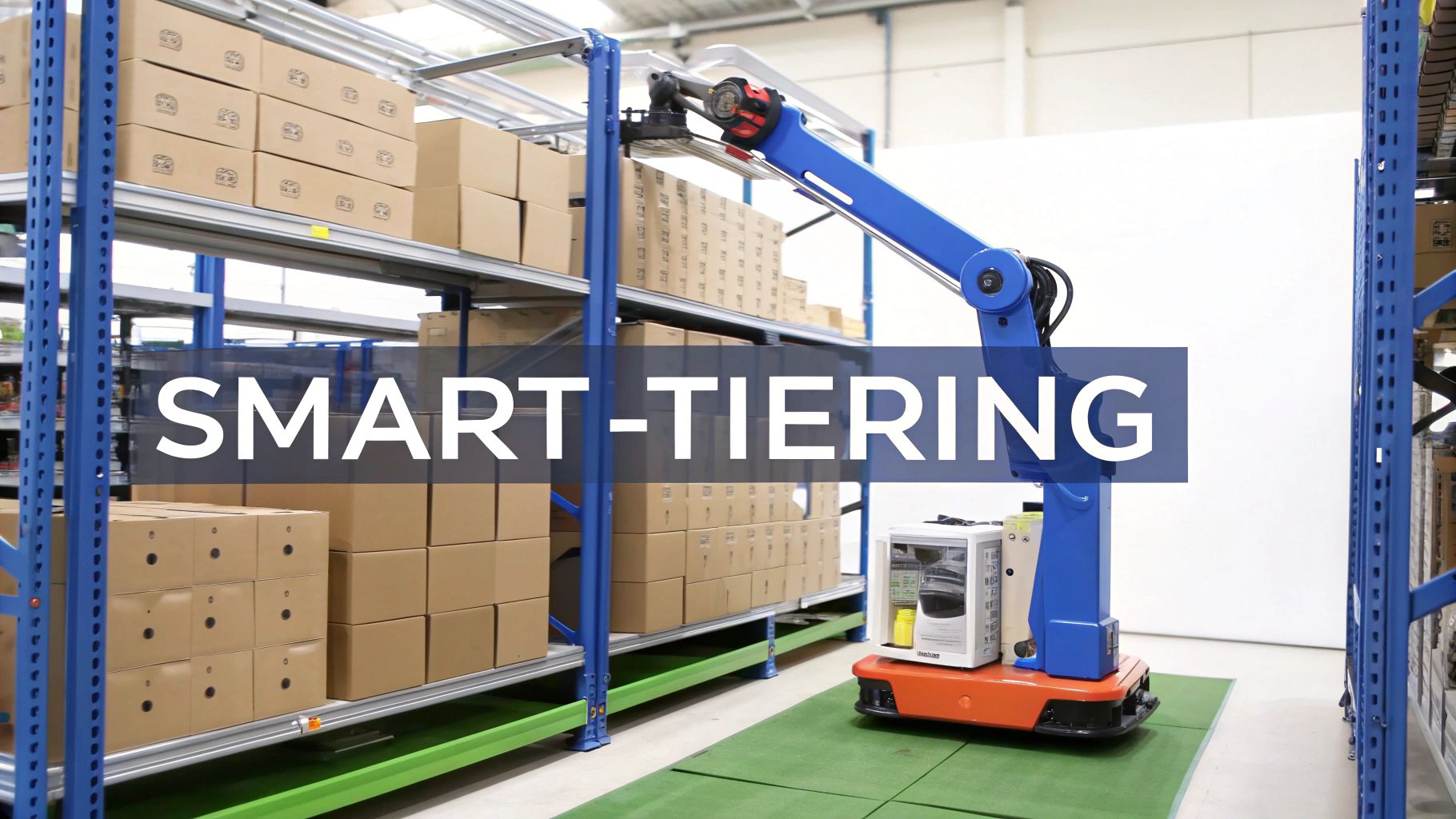 A diagram showing a central node labeled S3 Intelligent Tiering connected to other nodes representing different S3 storage tiers, indicating automated data movement.
