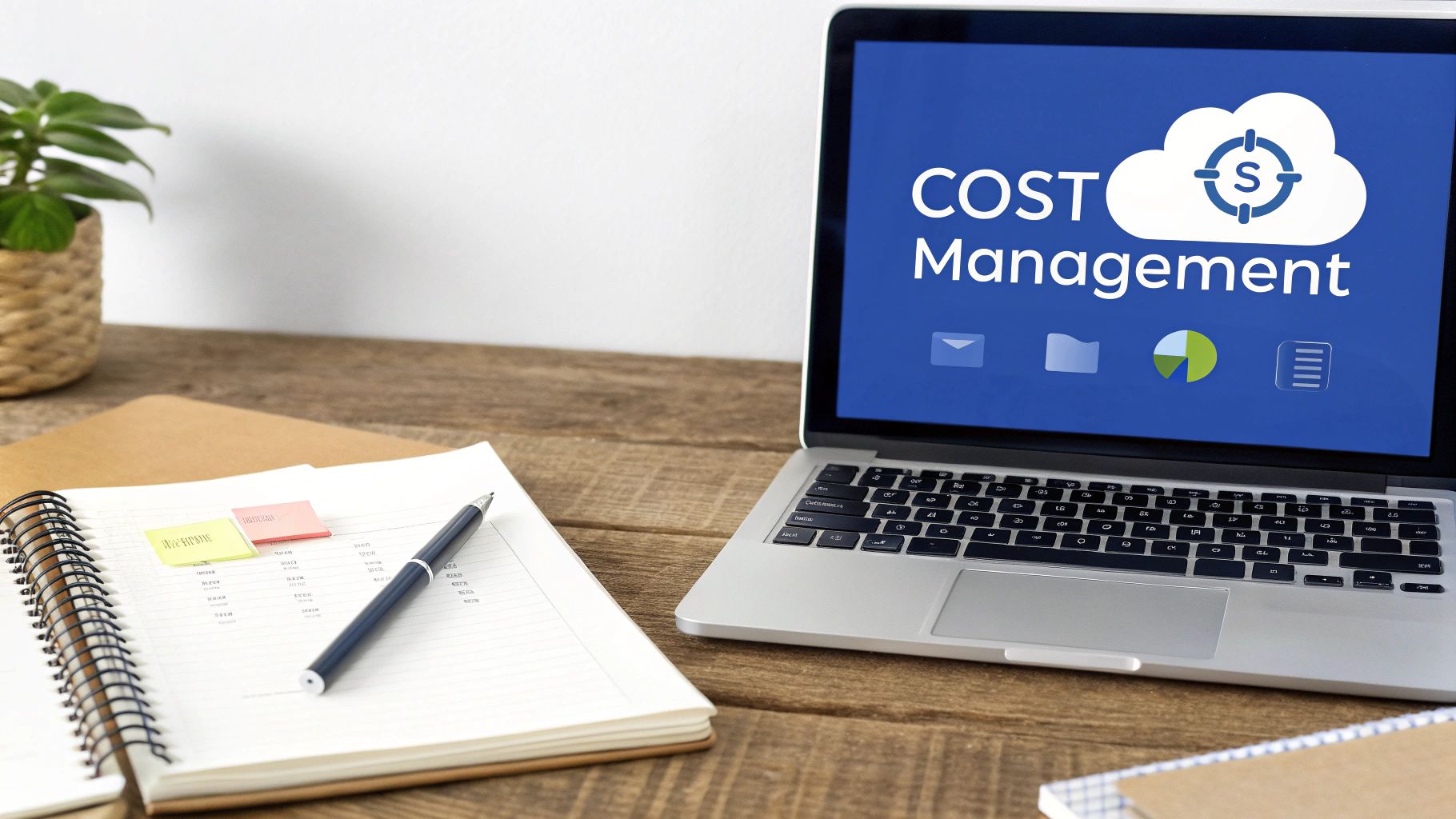 A graphic with charts and dollar signs illustrating cloud cost management.