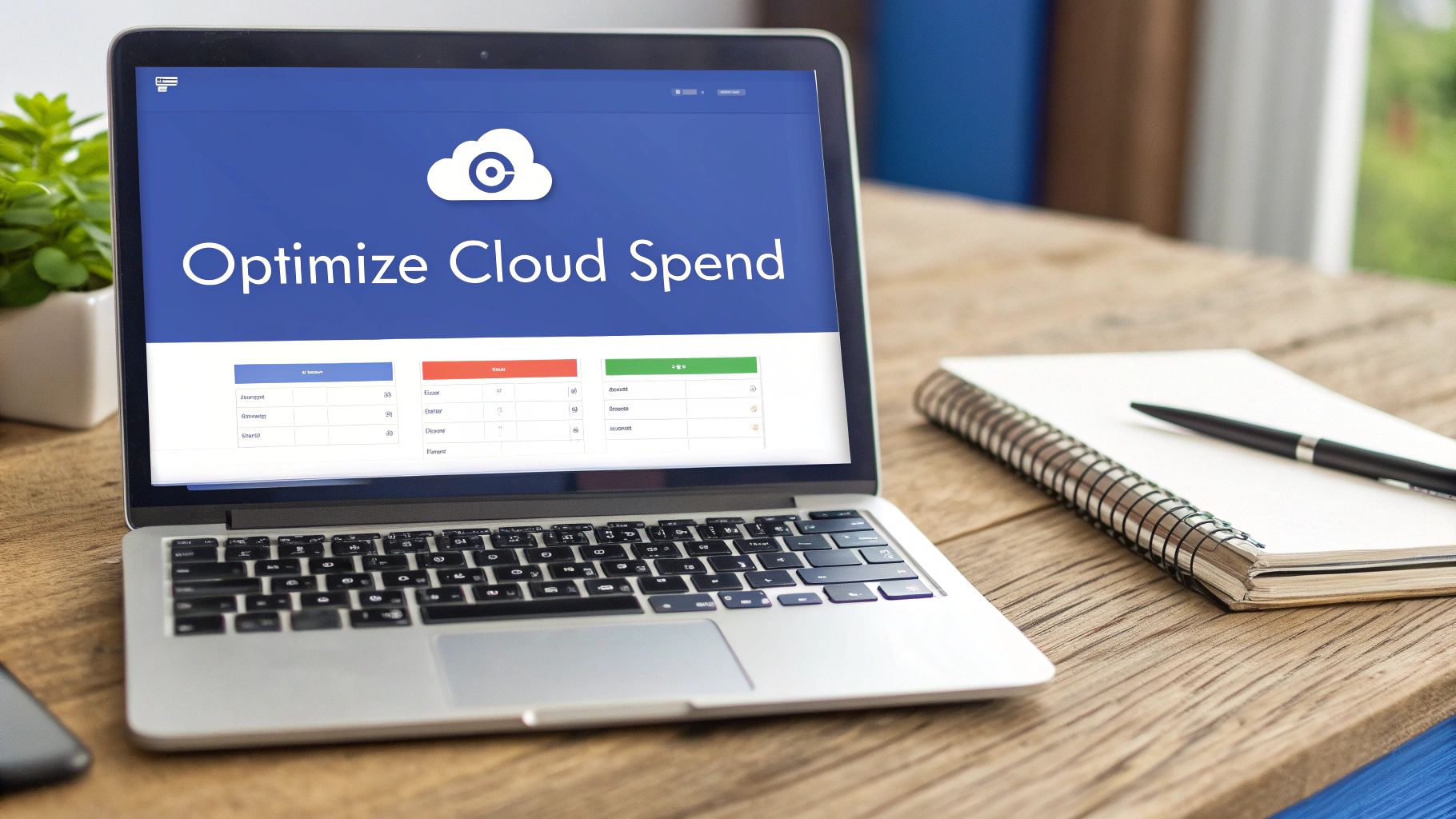 A person using a magnifying glass to inspect a cloud-shaped piggy bank, signifying a detailed approach to managing and optimizing cloud costs.