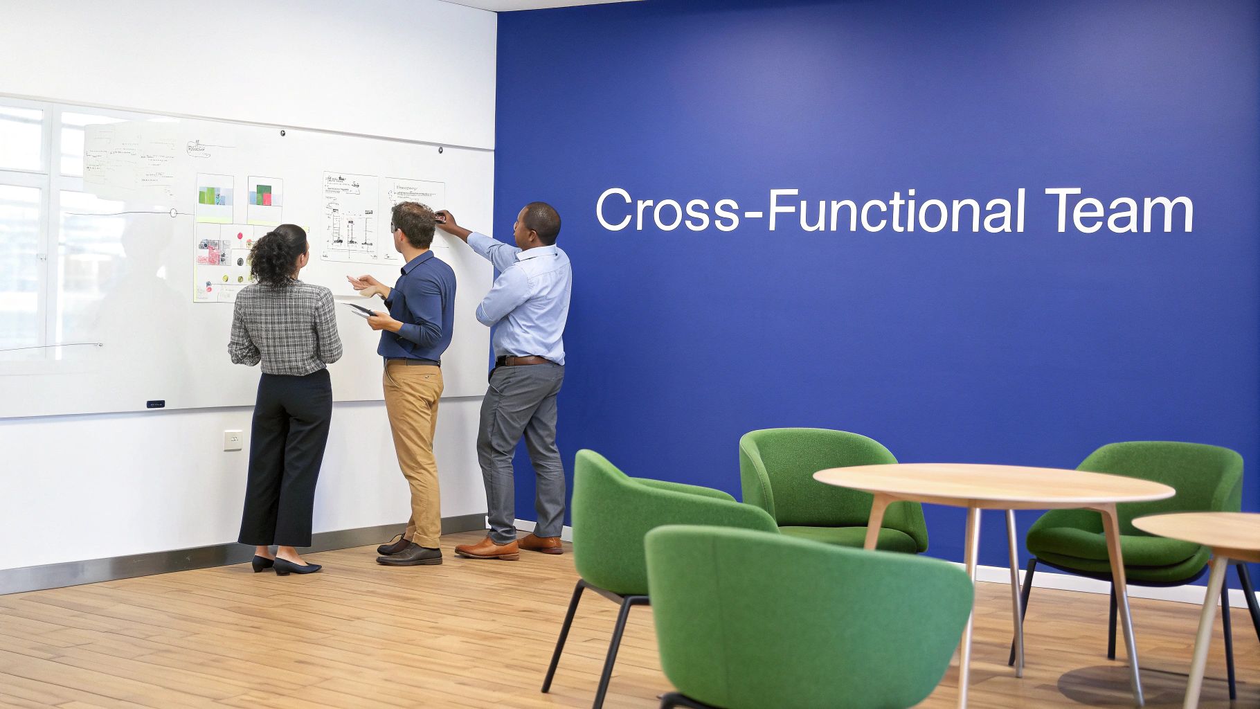 Group of professionals working together in a modern office