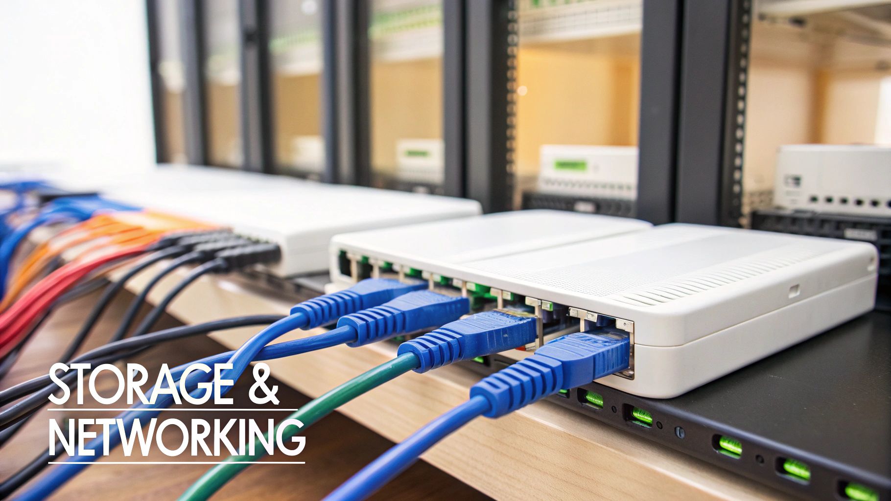 Cloud servers representing storage and networking