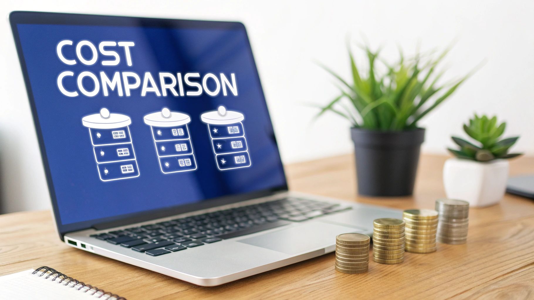 A graph showing the financial costs associated with horizontal and vertical scaling over time