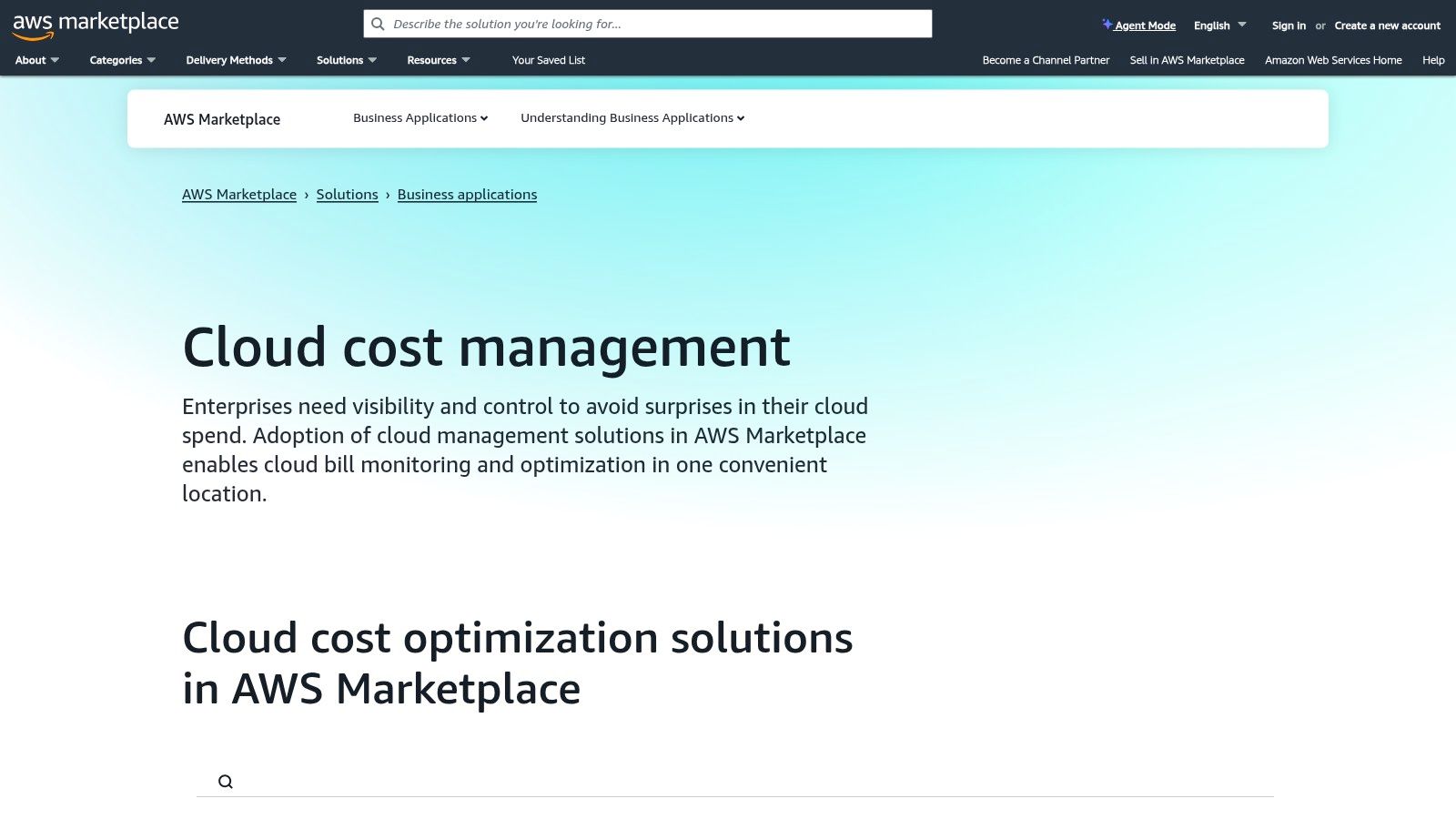 AWS Marketplace – Cloud Cost Management Category