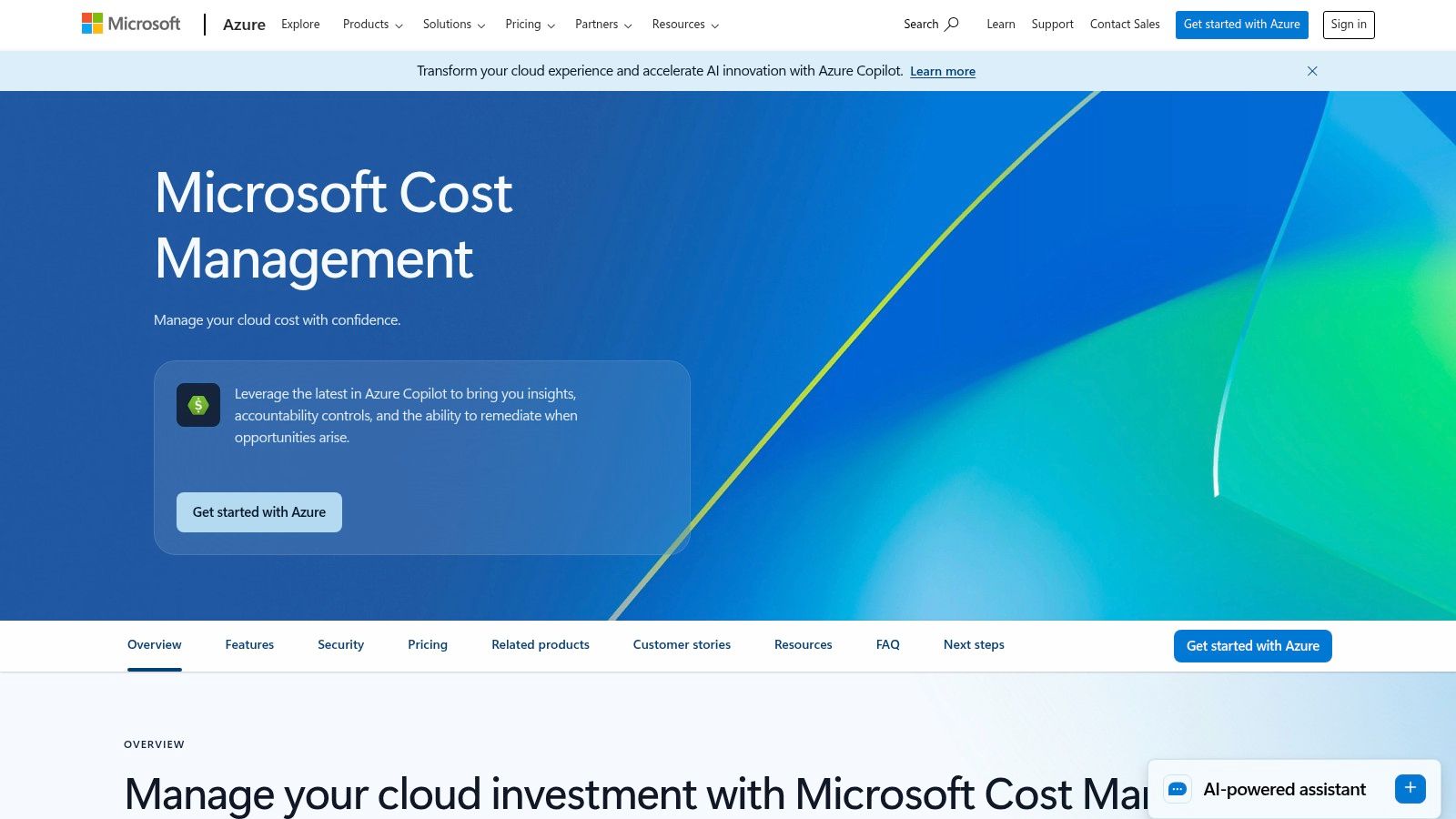 Microsoft Azure Cost Management + Billing
