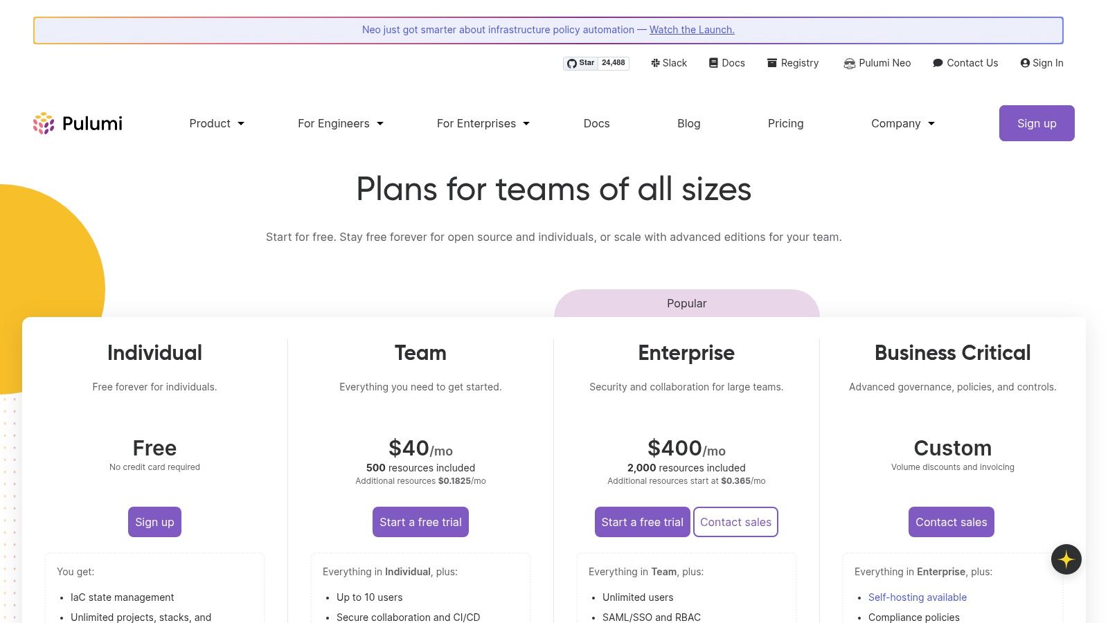 Pulumi (Pulumi Cloud + open-source CLI)