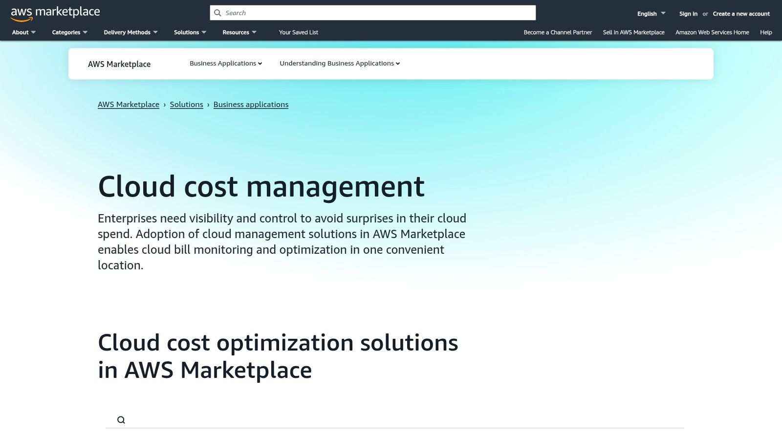 AWS Marketplace – Cloud Cost Management category