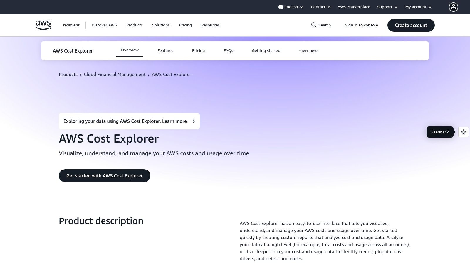 AWS Cost Explorer (plus Cost Optimization Hub)