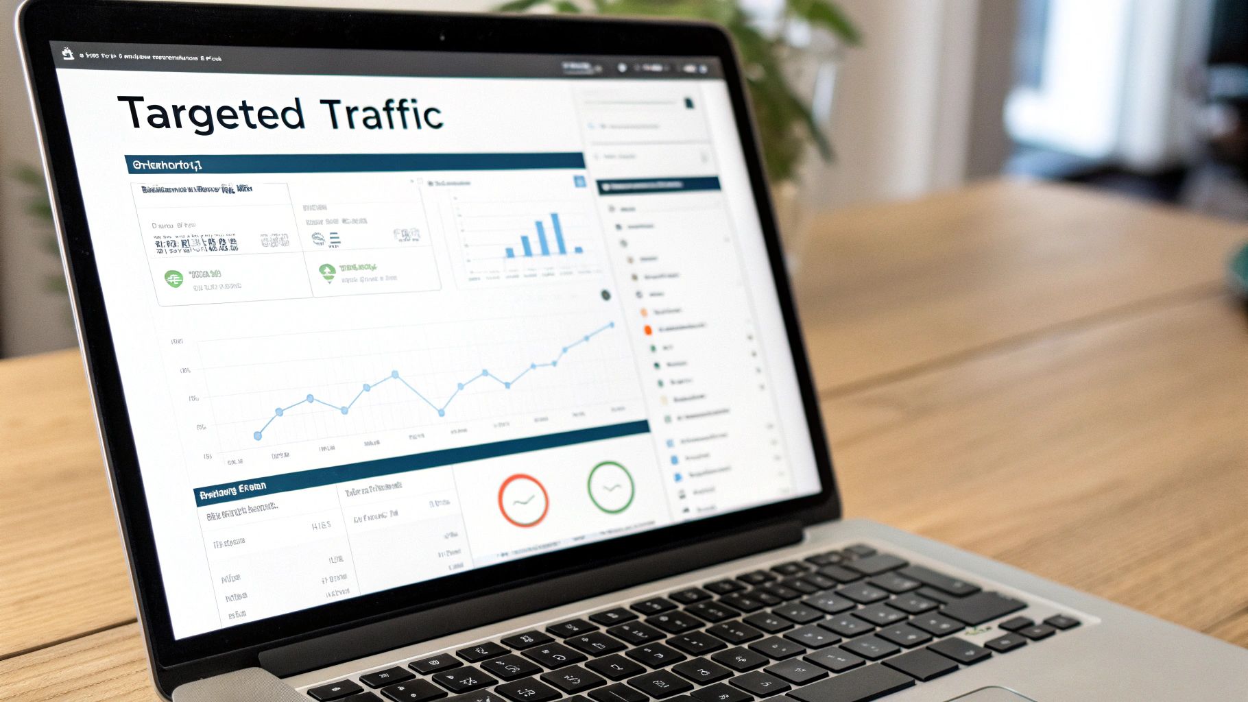 A magnifying glass focusing on a group of people icons, symbolizing the process of finding and directing targeted traffic.