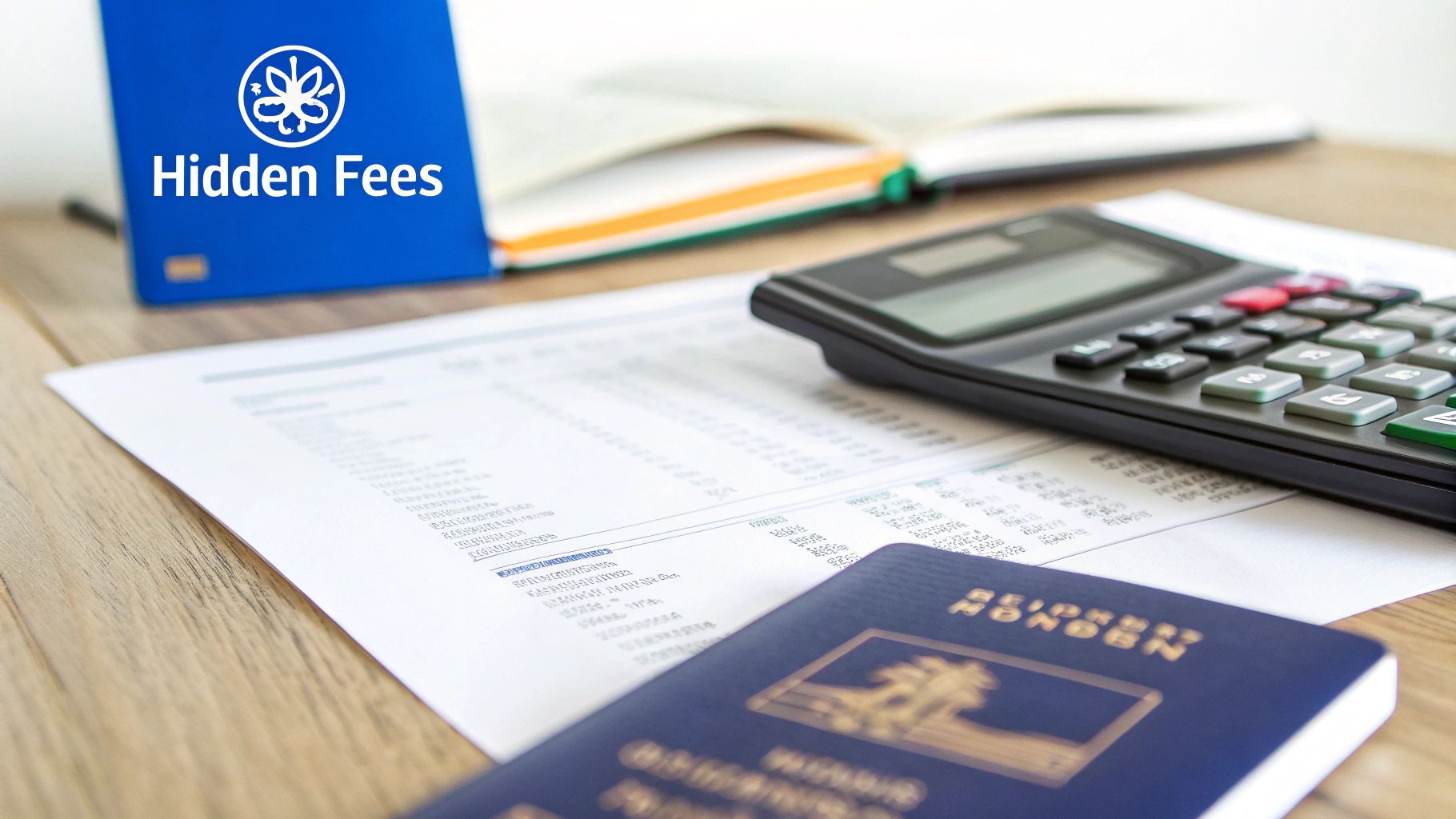 Calculator showing exchange rates and fees