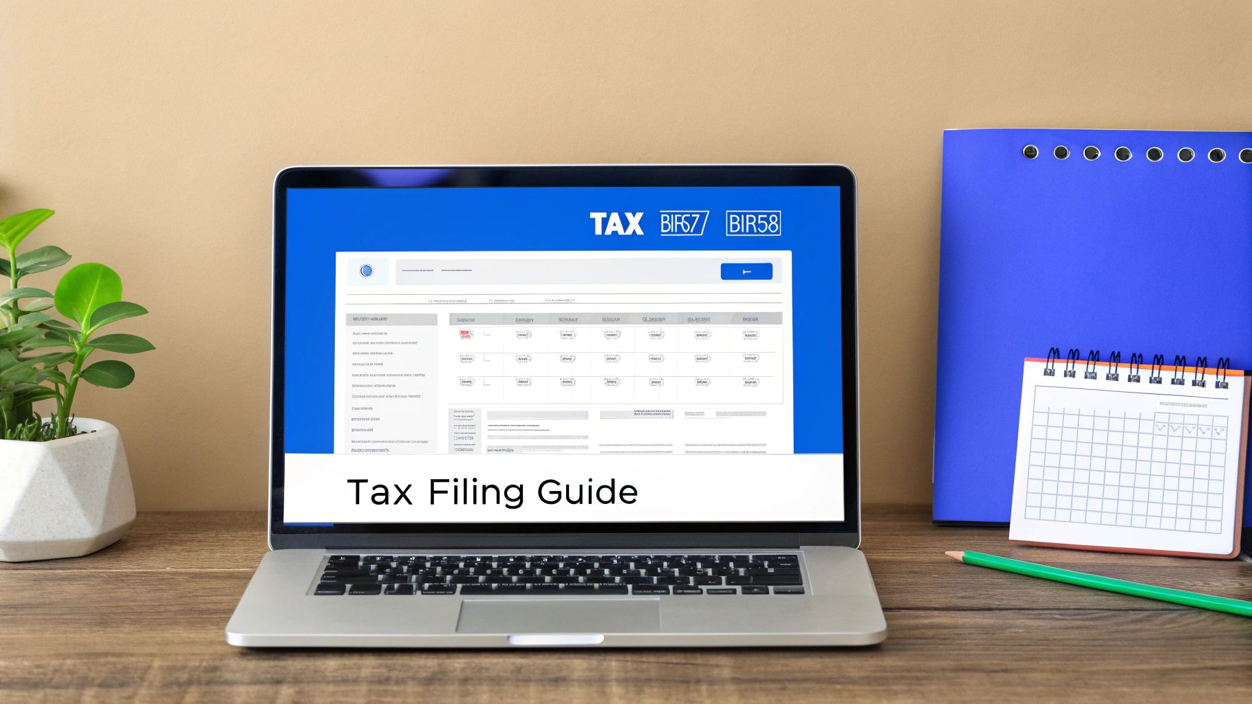 A person sitting at a desk and reviewing tax documents on a laptop, symbolising the property tax filing process in Hong Kong