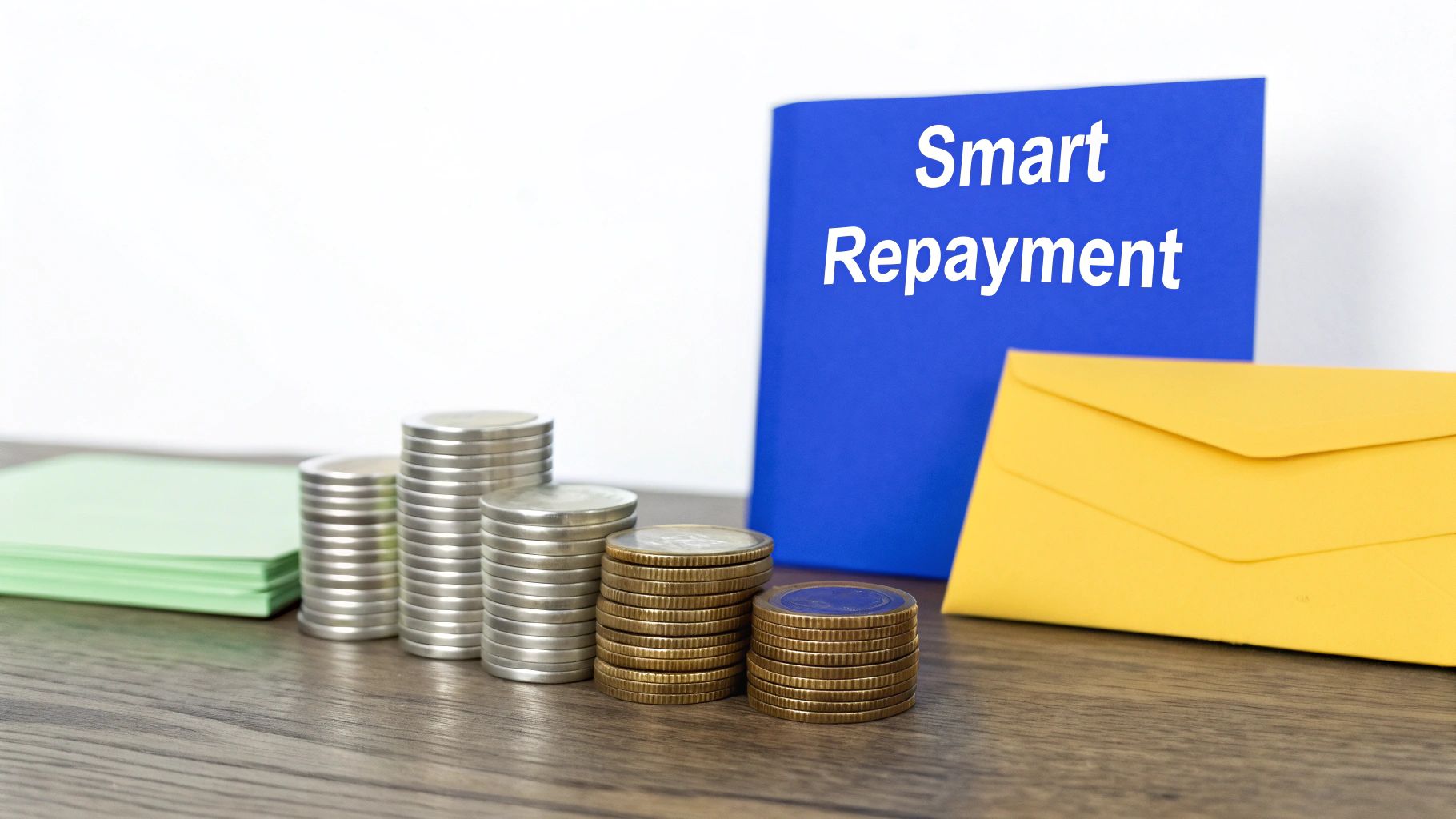 A strategic diagram showing arrows pointing towards a central financial goal, representing a clear repayment plan.