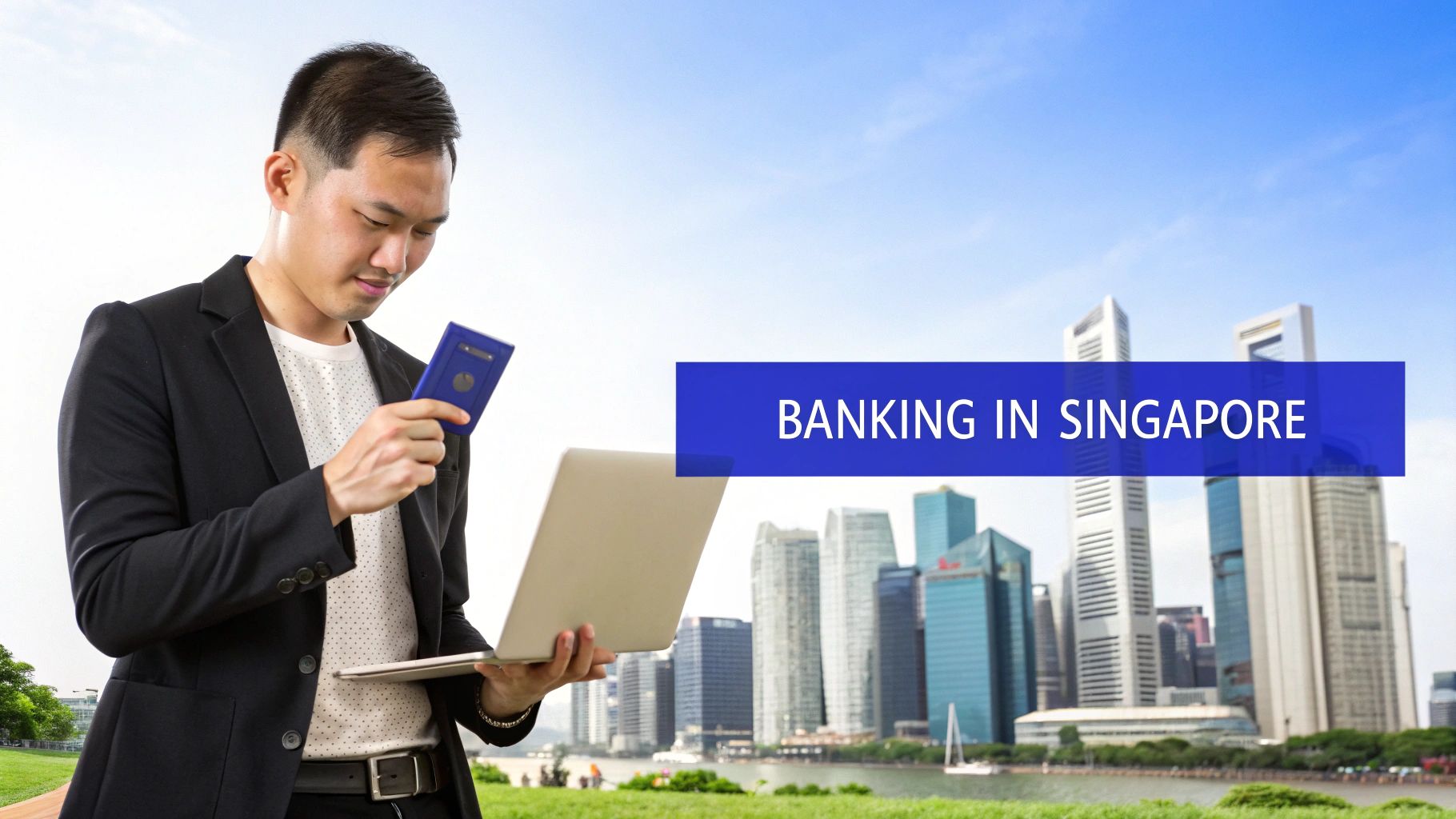 A modern cityscape of Singapore, highlighting its role as a global financial hub