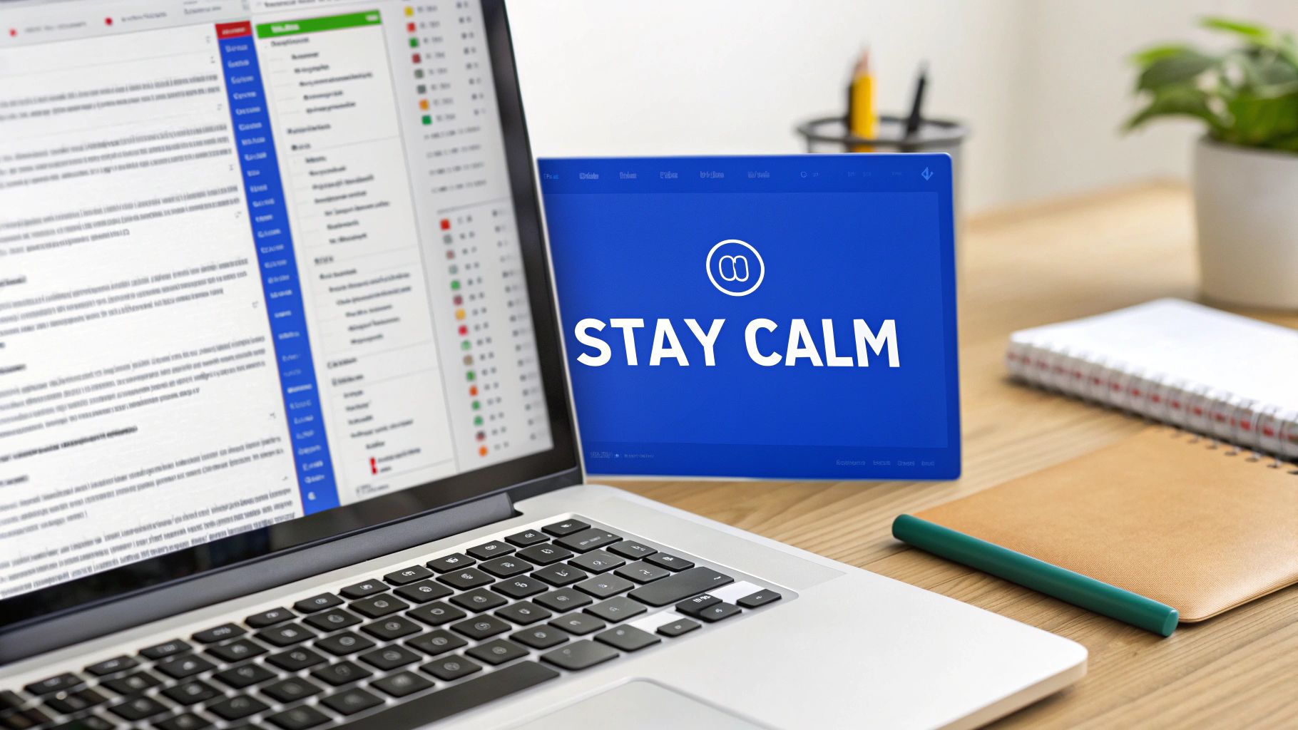 A professional calmly reviewing documents for an Enhanced Due Diligence request.