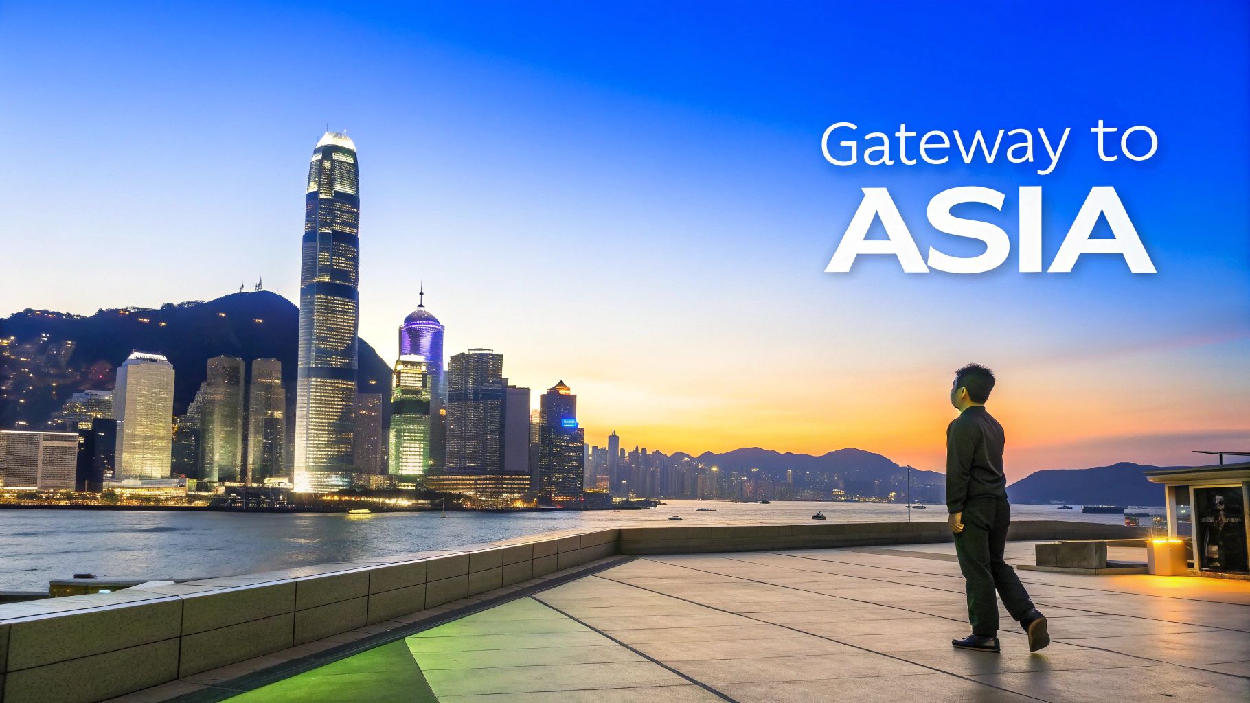 A vibrant cityscape of Hong Kong showcasing its modern architecture and bustling business environment.