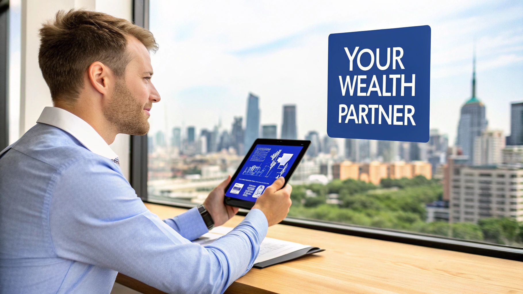 A modern office building with a sleek, futuristic design, symbolizing advanced digital banking.